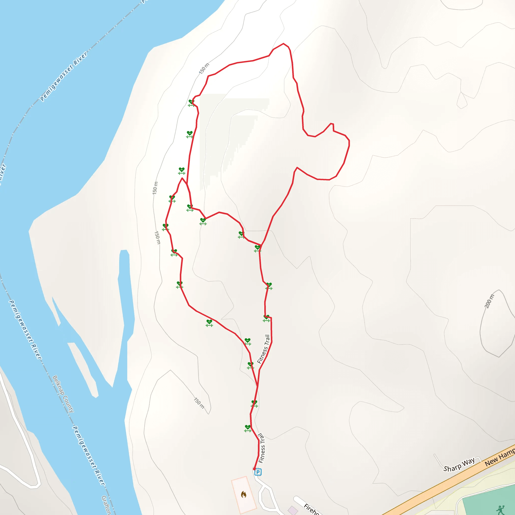 Pemigewasset and Fitness Trail mobile static map