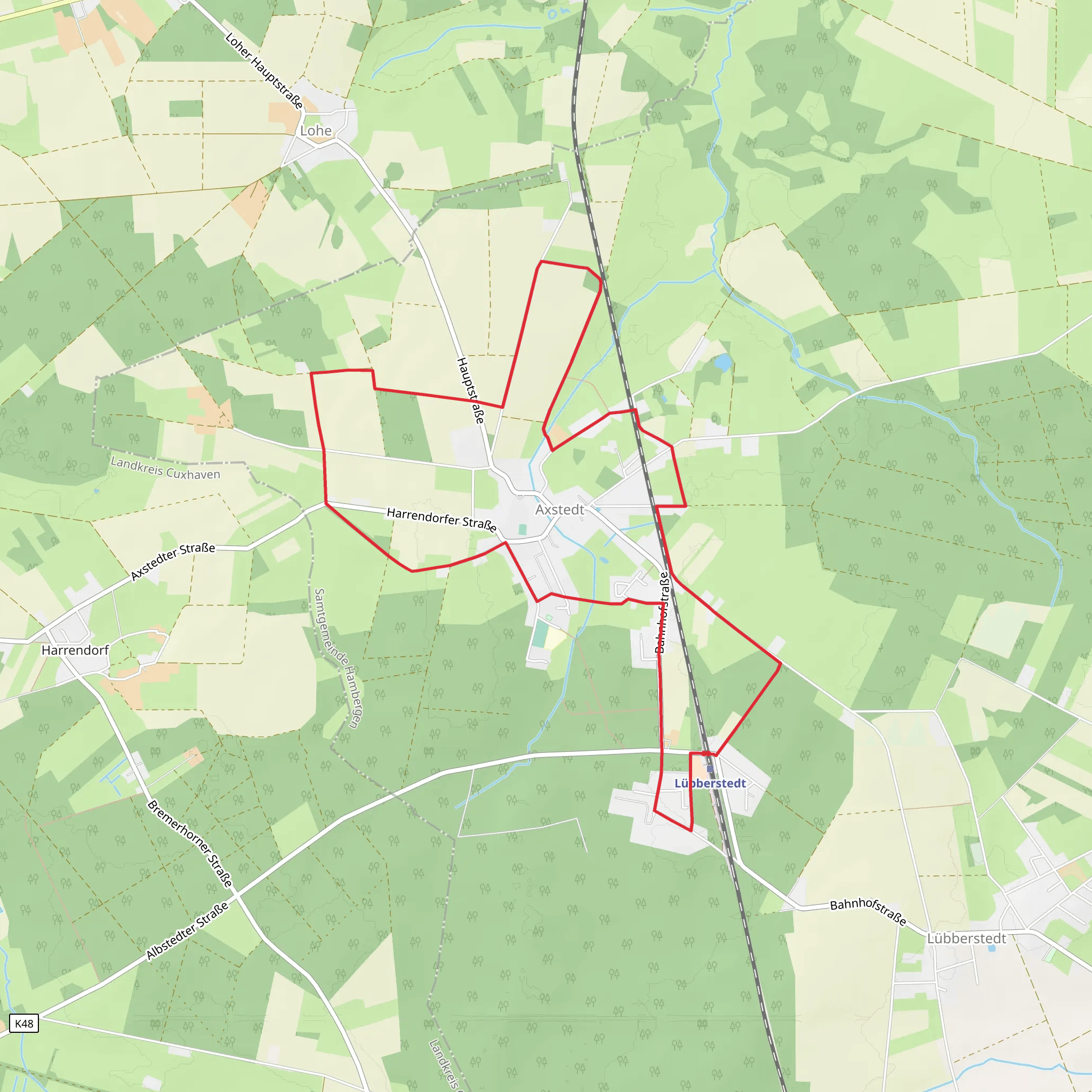 Lübberstedt and Axstedt Loop via Kampstraße mobile static map