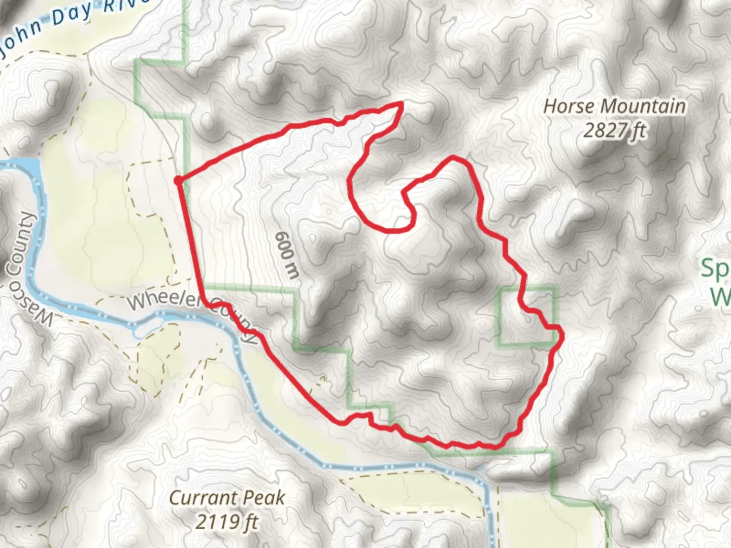 An image depicting the trail Spring Basin Canyon Loop and its surrounding area.