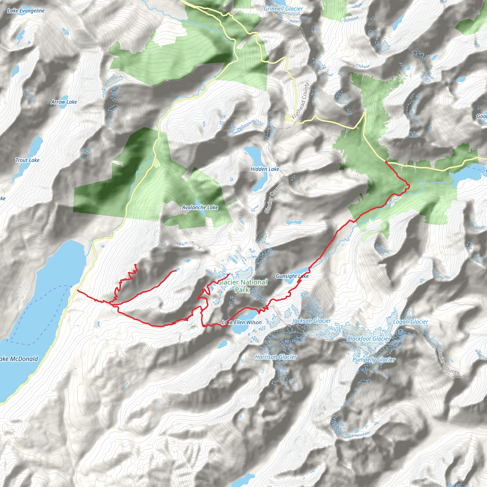 Gunsight Pass Traverse mobile static map