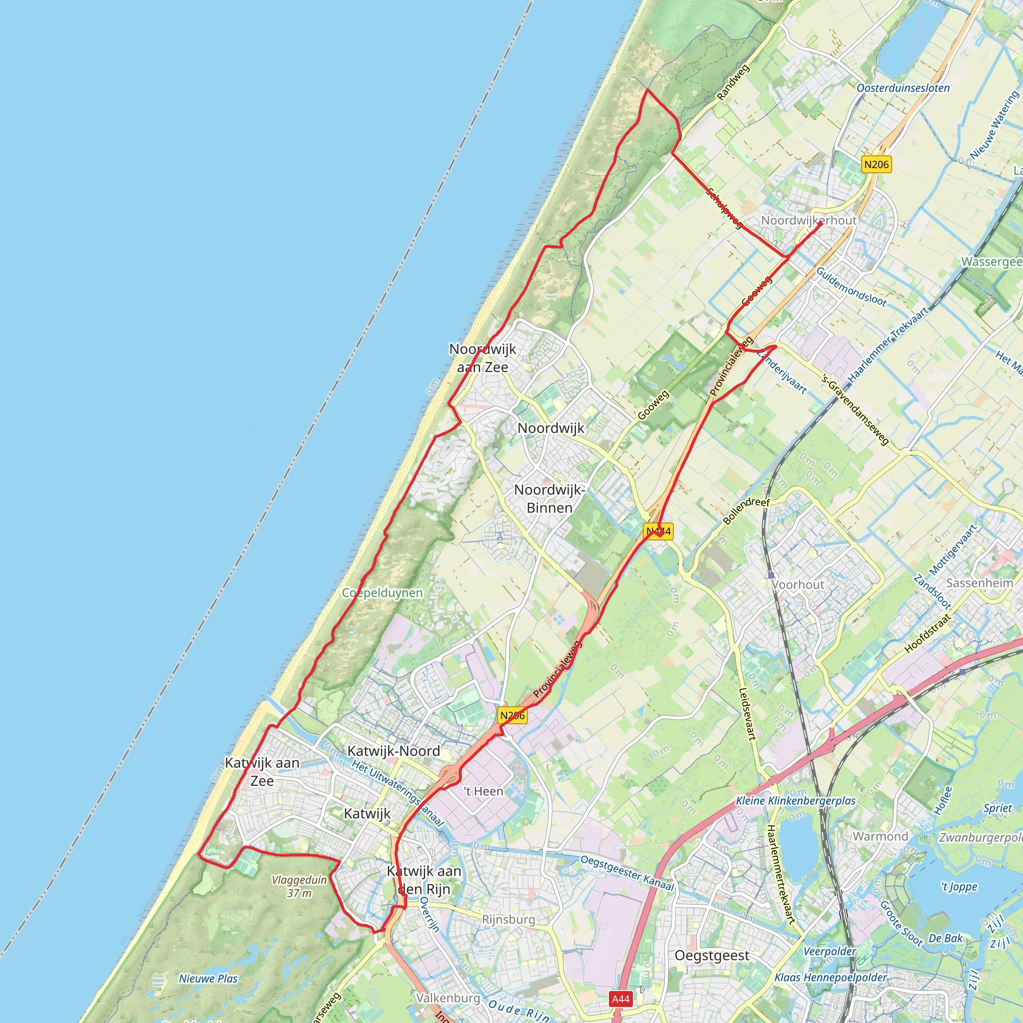 Kachelduin, Coepelduynen and Klein Leeuwenhorst Loop mobile static map