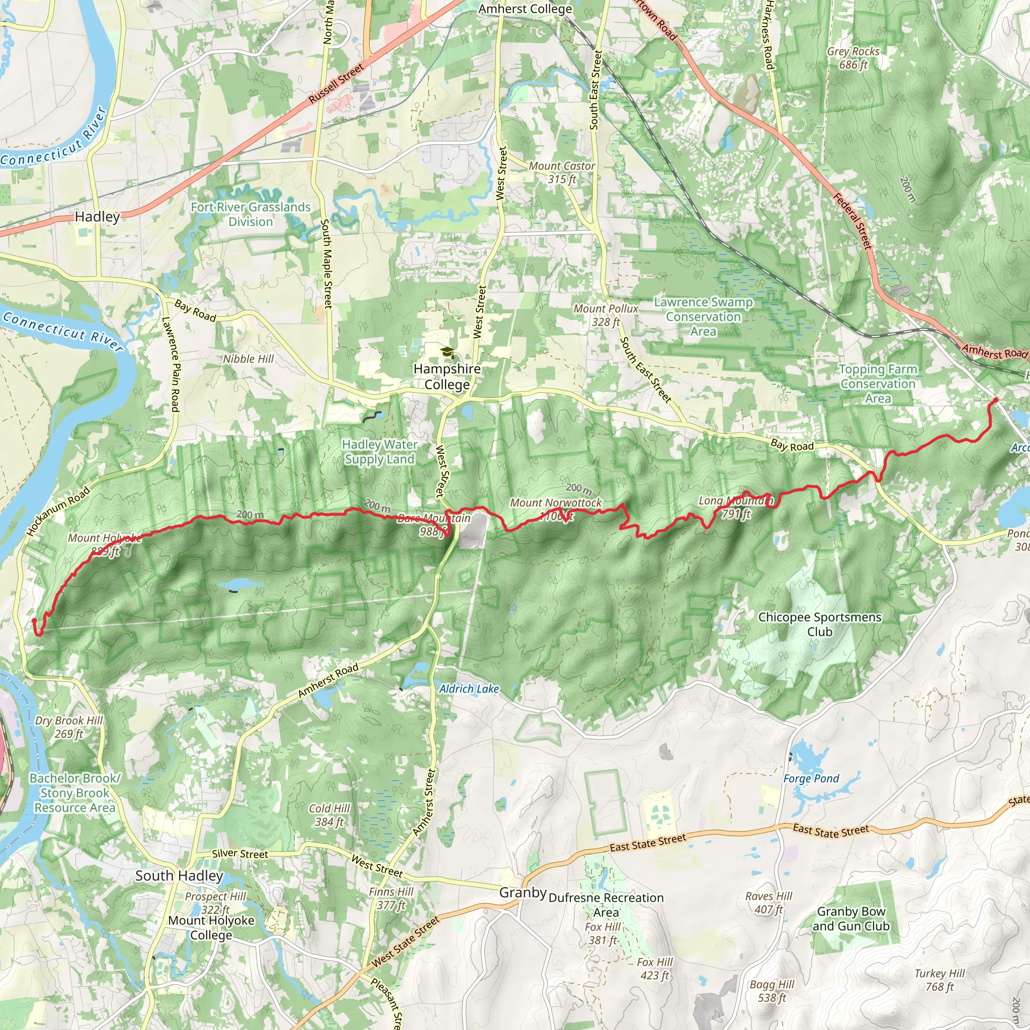 Hockanum to Dwight via NET Trail mobile static map