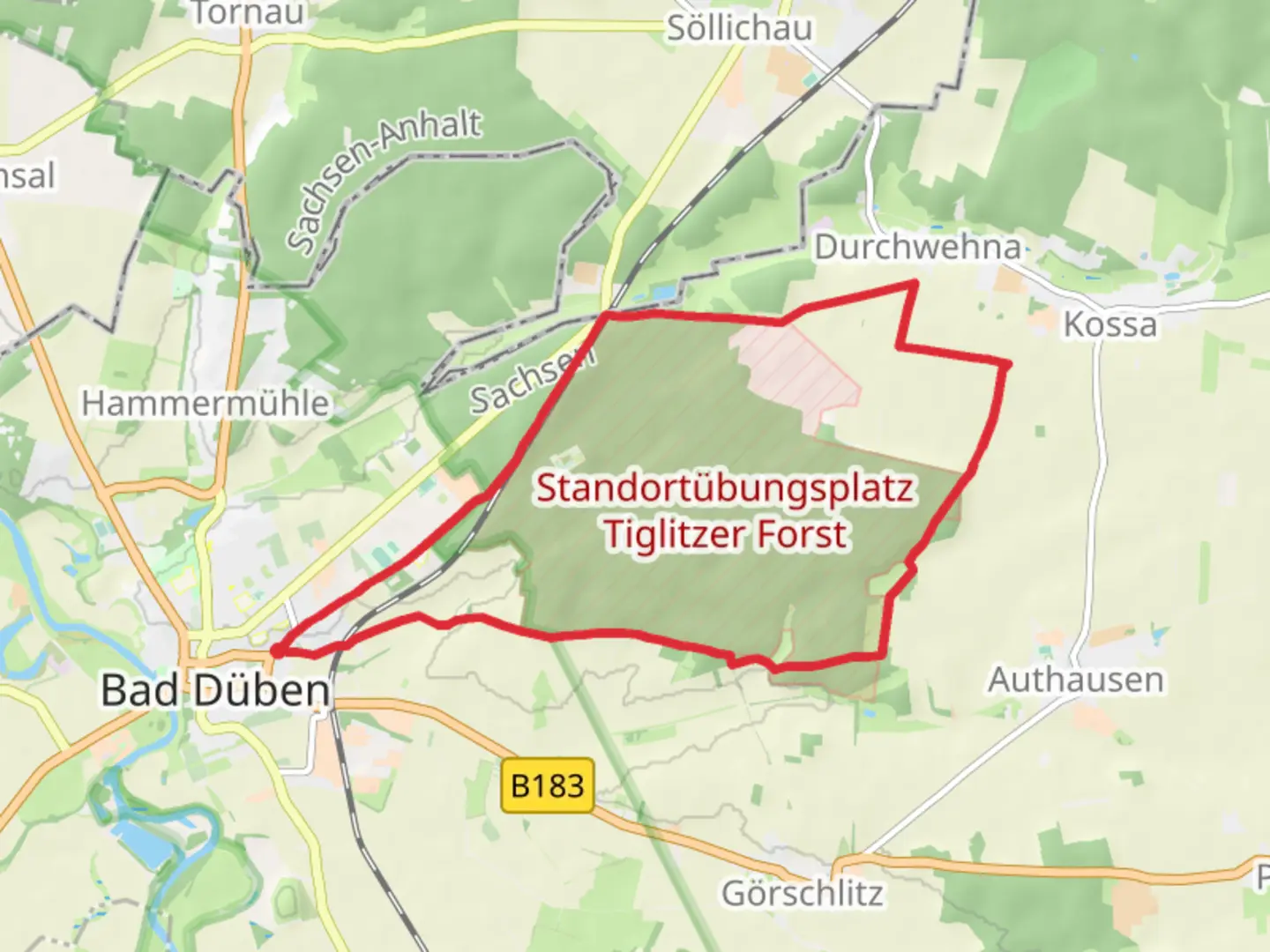An image depicting the trail Tiglitzer Forst Loop and its surrounding area.