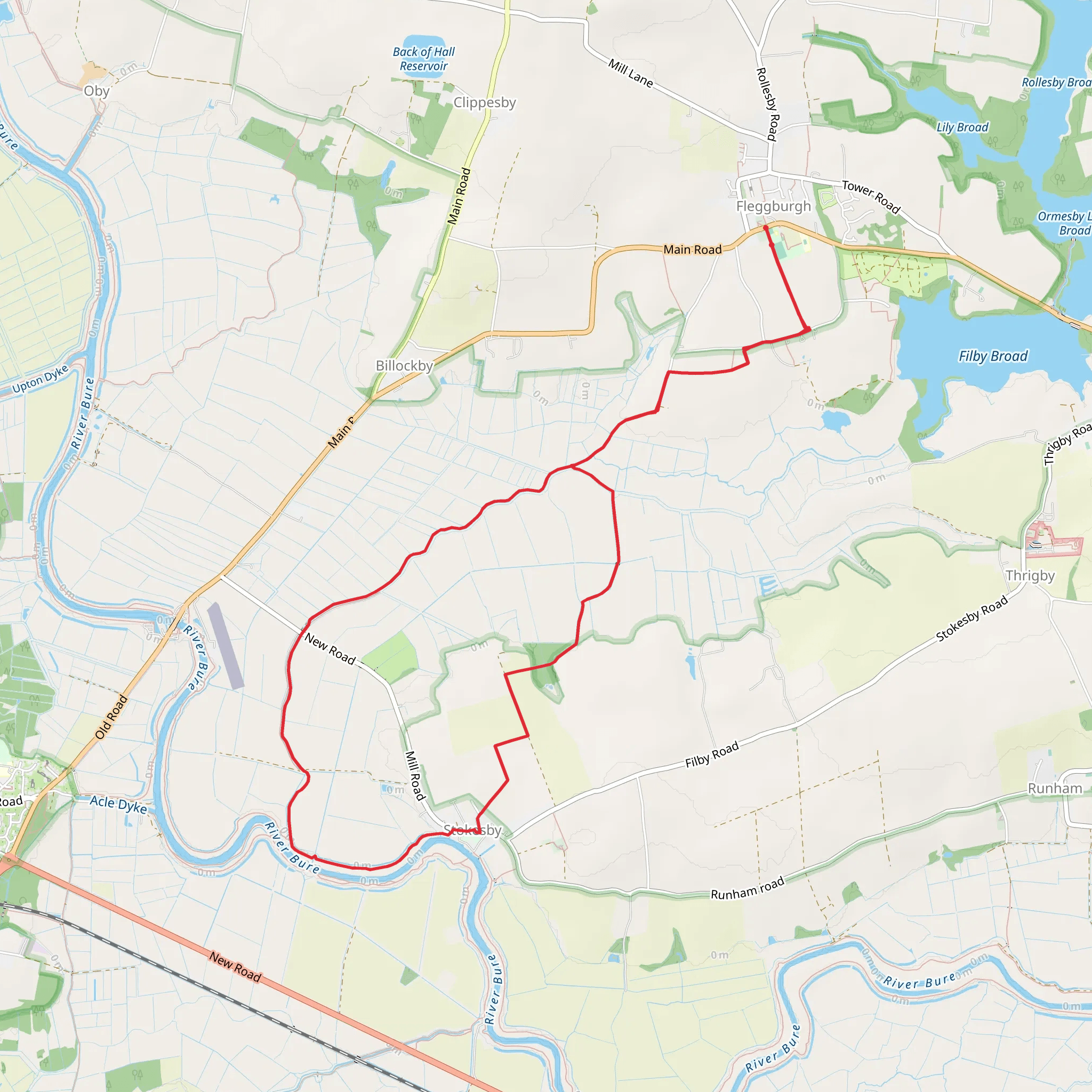 Stokesby and Muck Fleet from Fleggburgh mobile static map