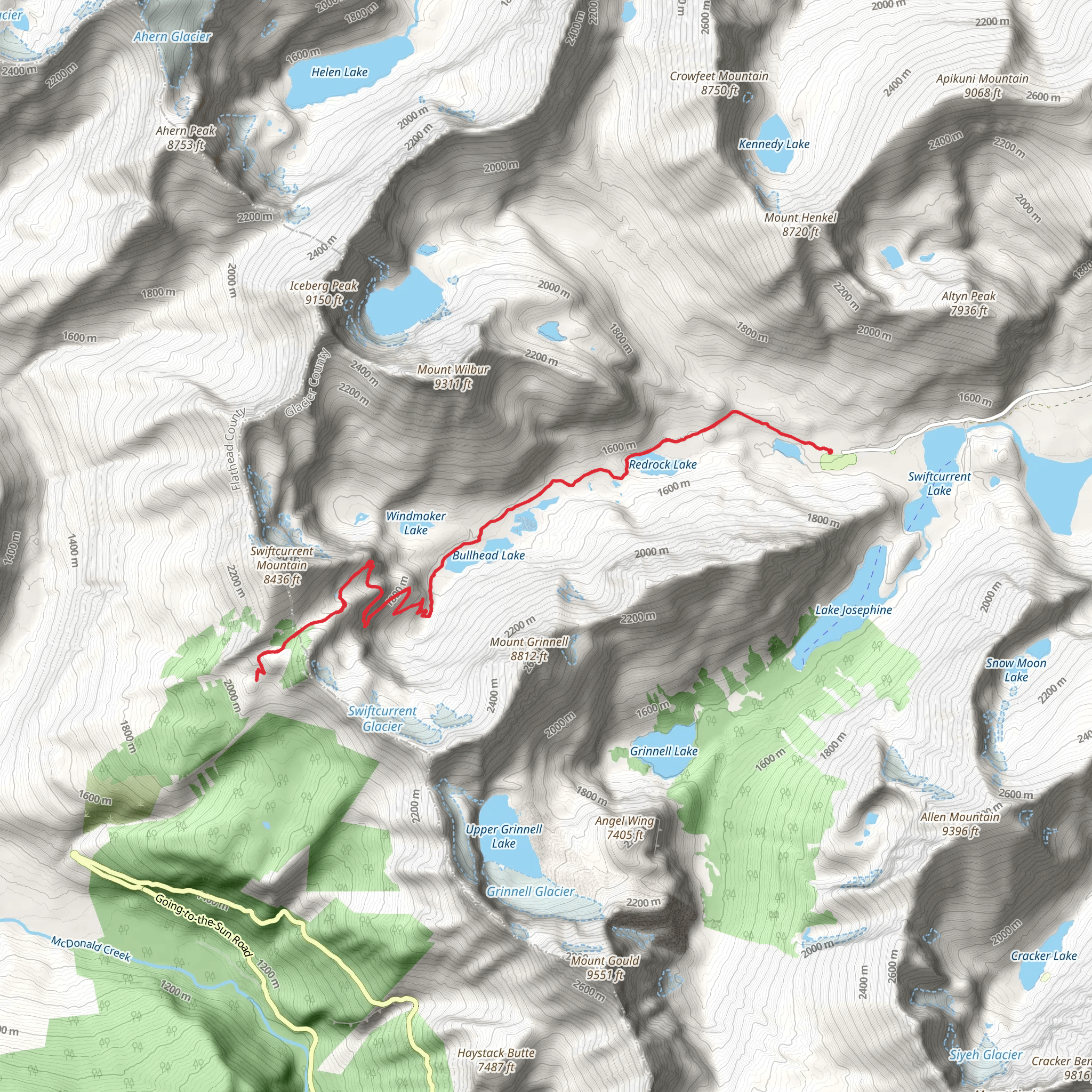 Swiftcurrent Pass Trail mobile static map