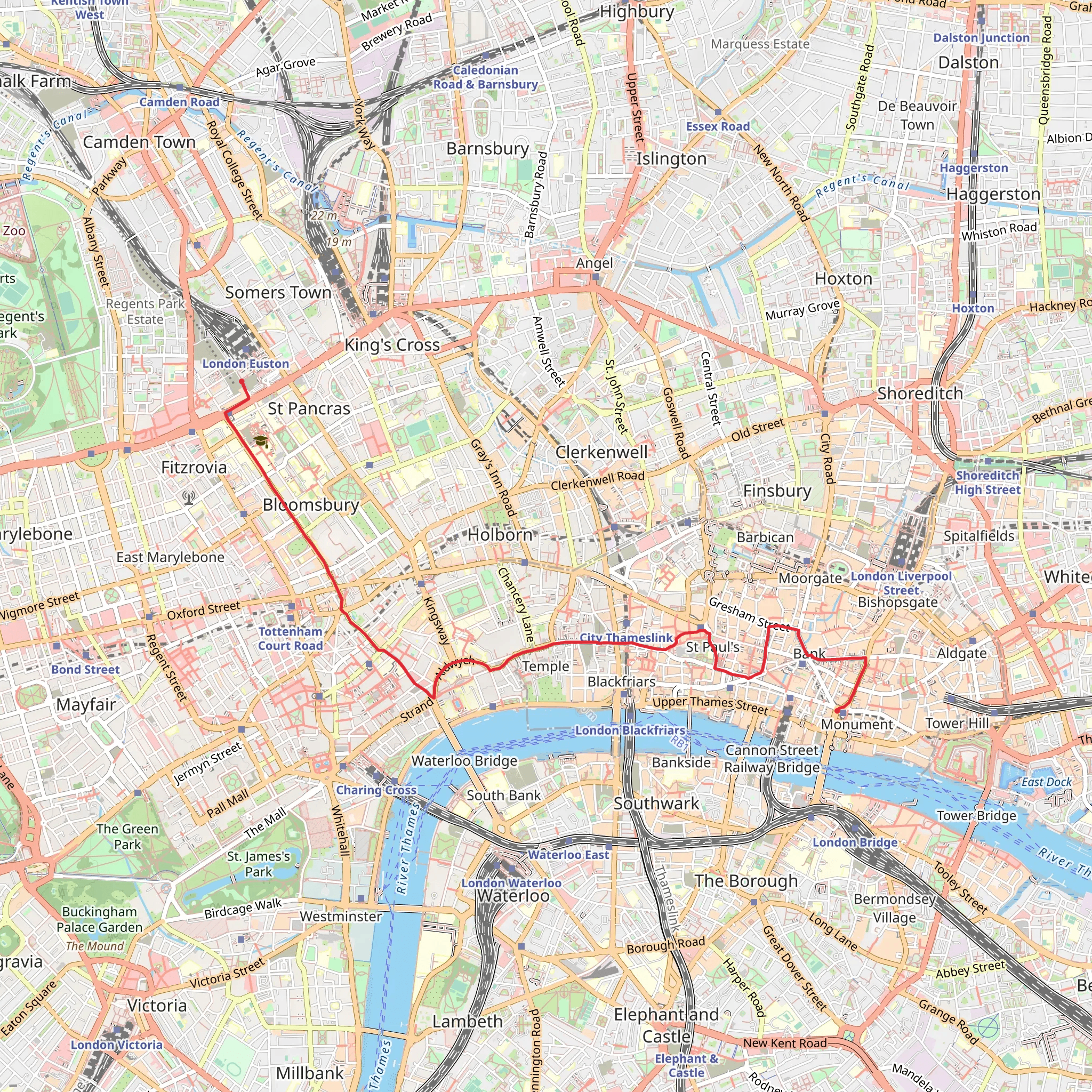 Euston to the Monument via St Paul's mobile static map