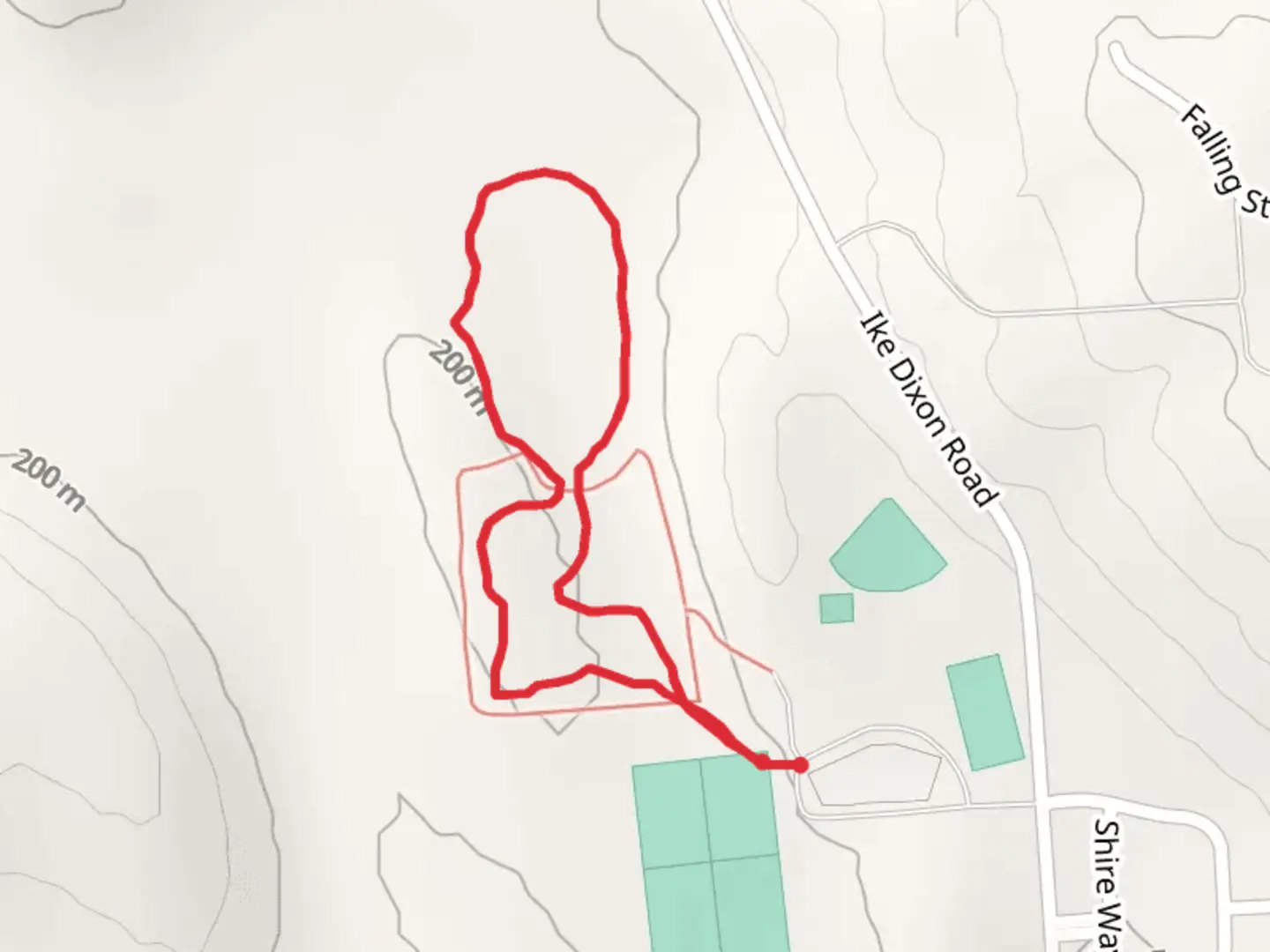 An image depicting the trail Shire Way Loop and its surrounding area.