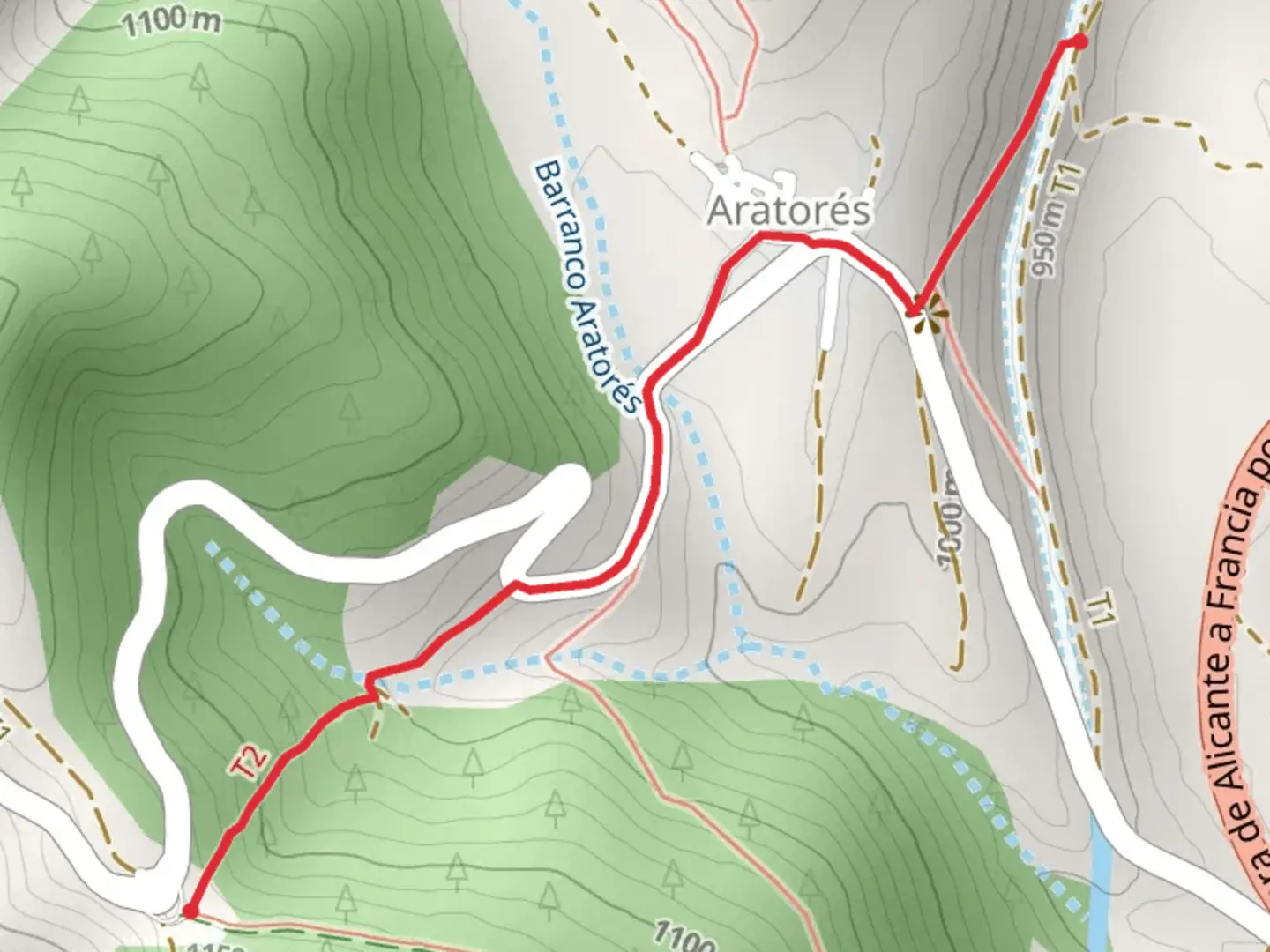 An image depicting the trail GR® 65dot3 - Aratores - GR® 15 PR HU 24 and its surrounding area.