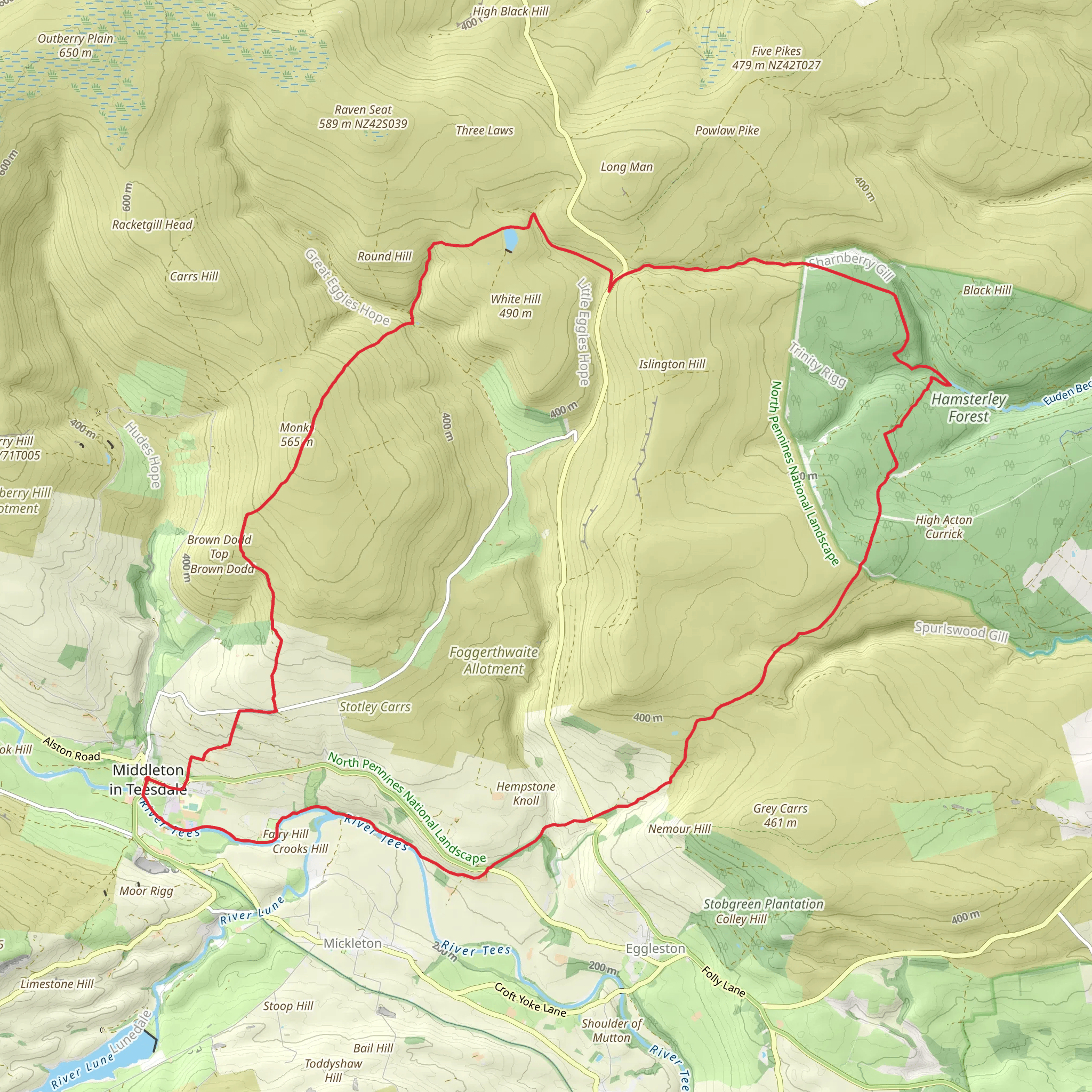 Hamsterley from Middleton-in-Teesdale mobile static map