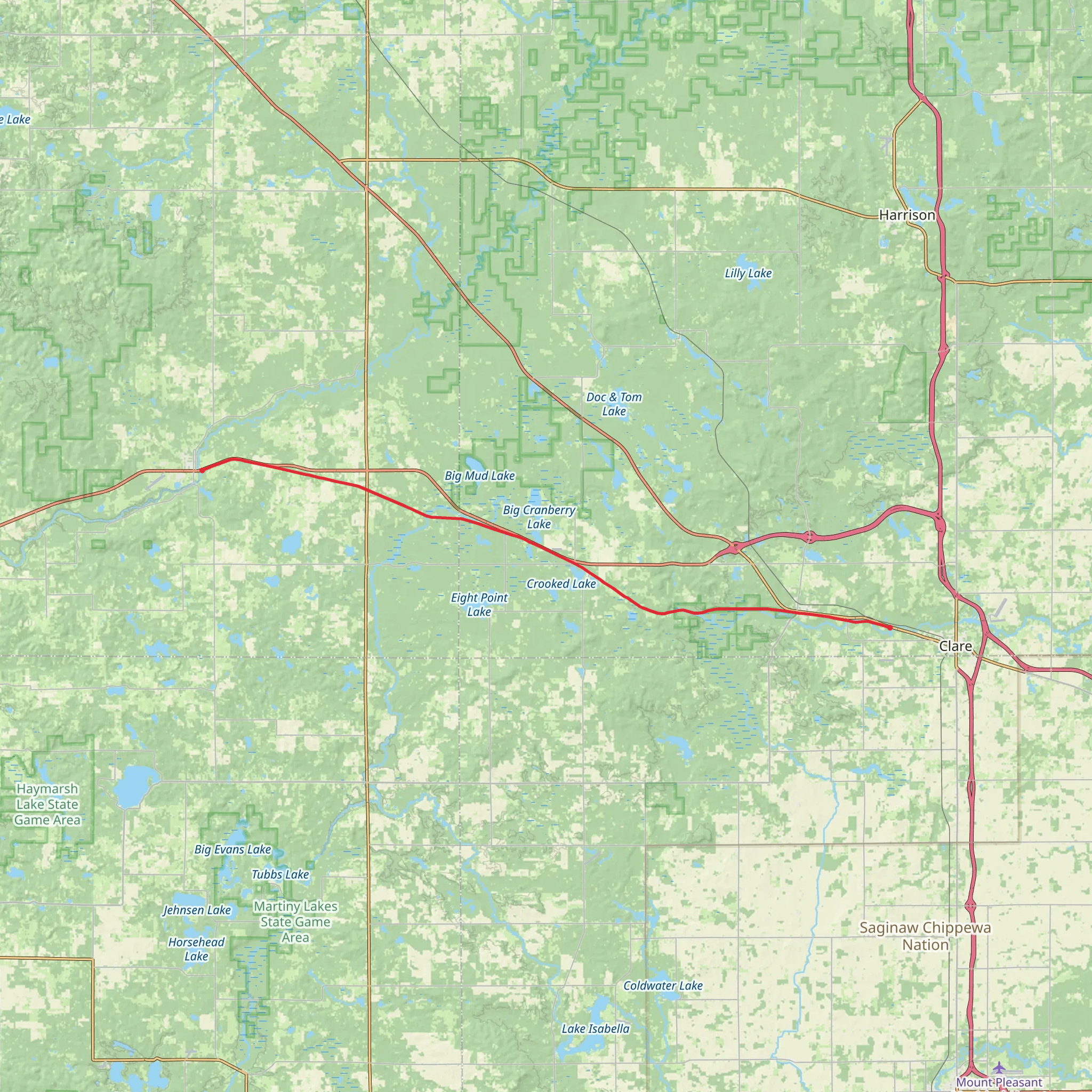 Pere Marquette State Trail mobile static map