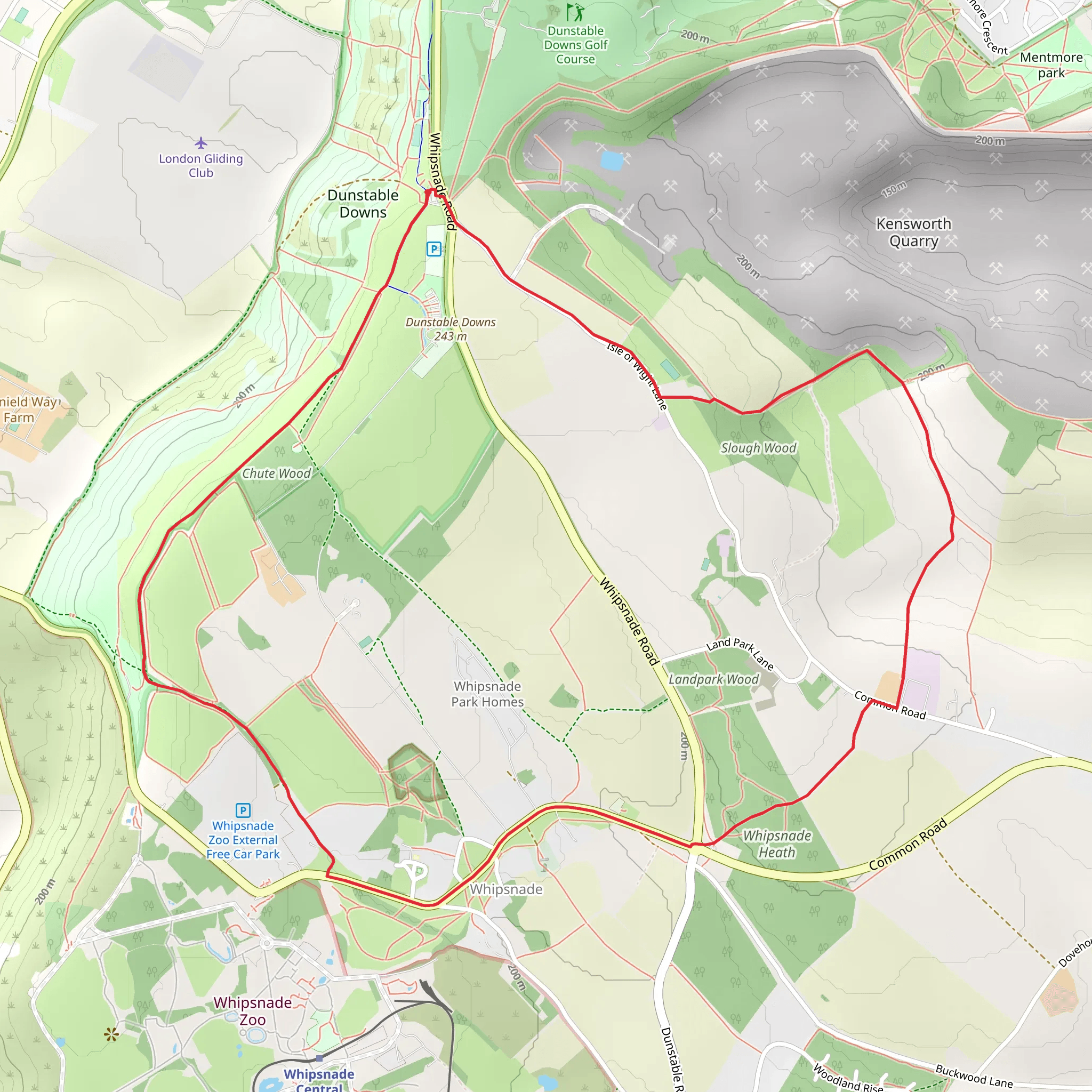 Whipsnade and Dunstable Downs Walk - Bedfordshire mobile static map