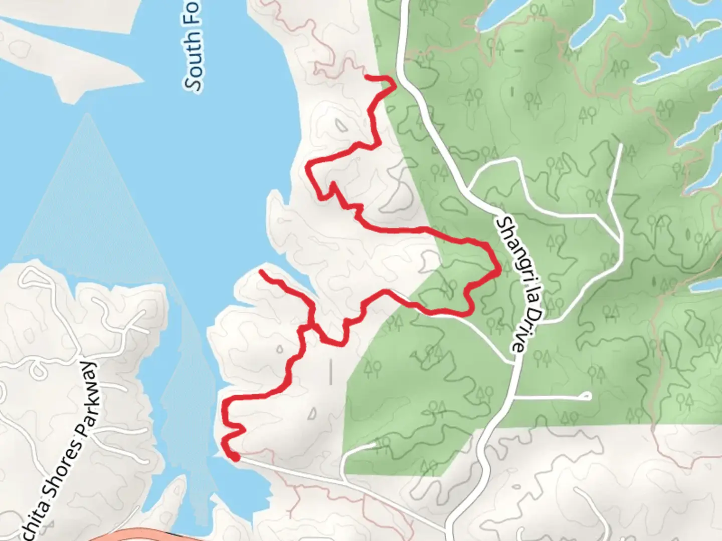 An image depicting the trail Sunset Vista and Lake Ouachita Vista Trail and its surrounding area.