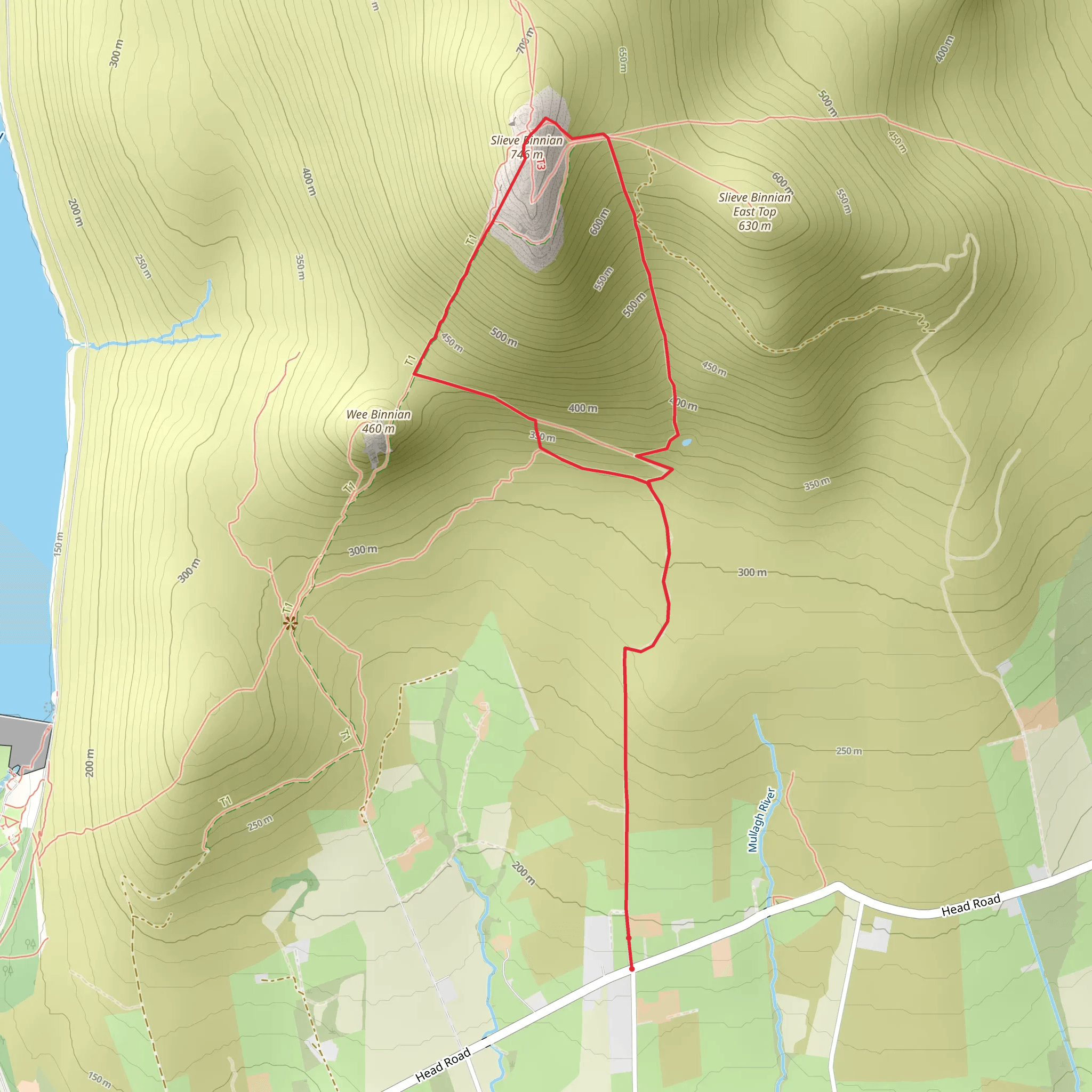 Slieve Binnian mobile static map