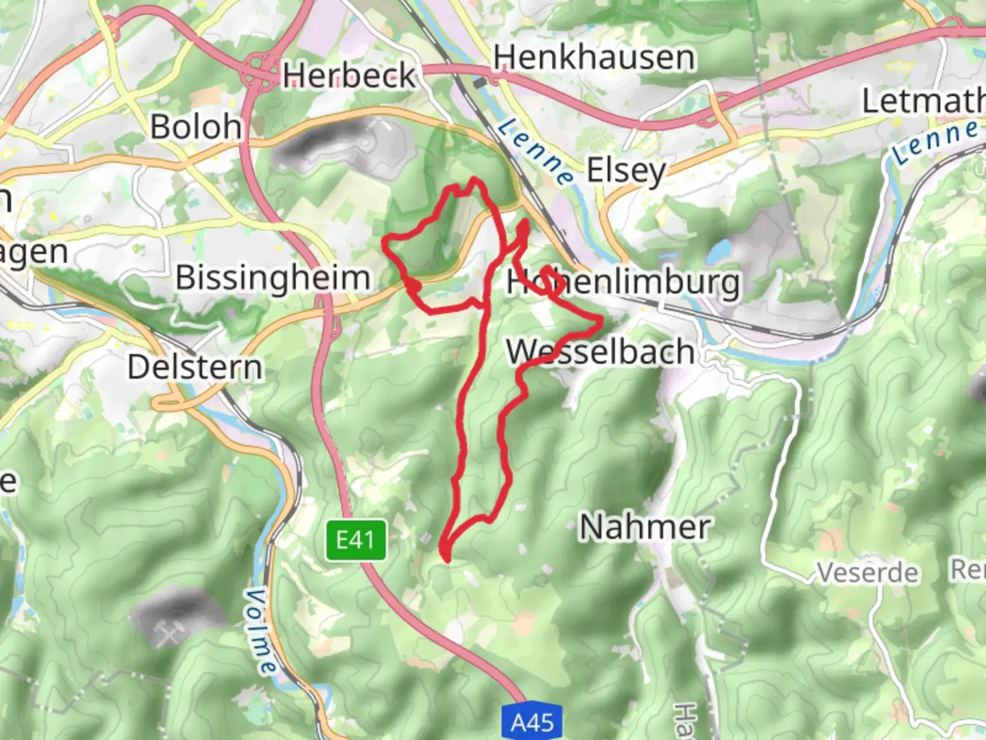 An image depicting the trail Raffenberg via Plackweg and Klippchen and its surrounding area.