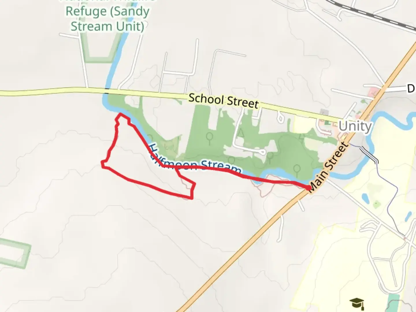 An image depicting the trail Sandy Stream Loop and its surrounding area.