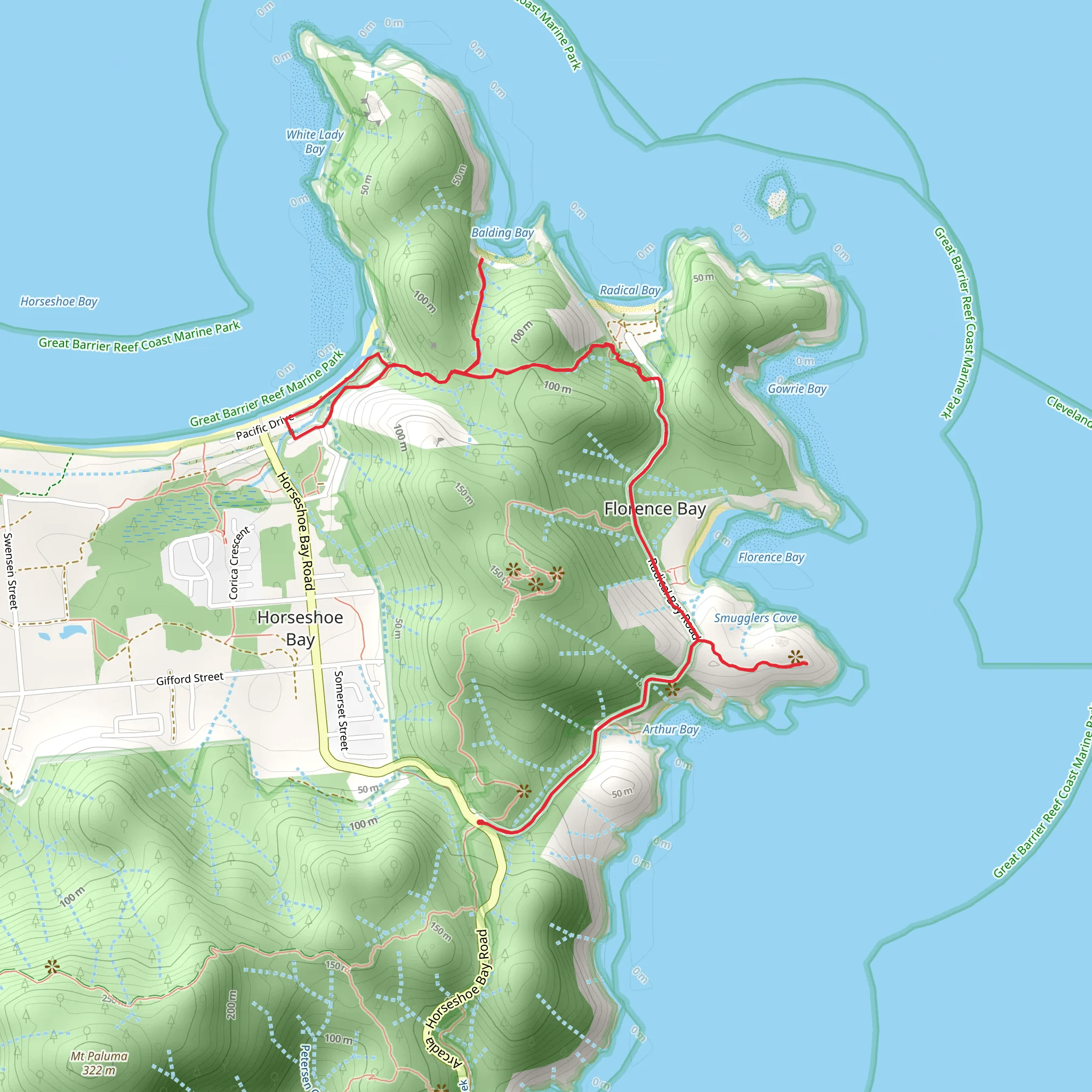 Forts Junction - Horseshoe Bay Track 1 mobile static map