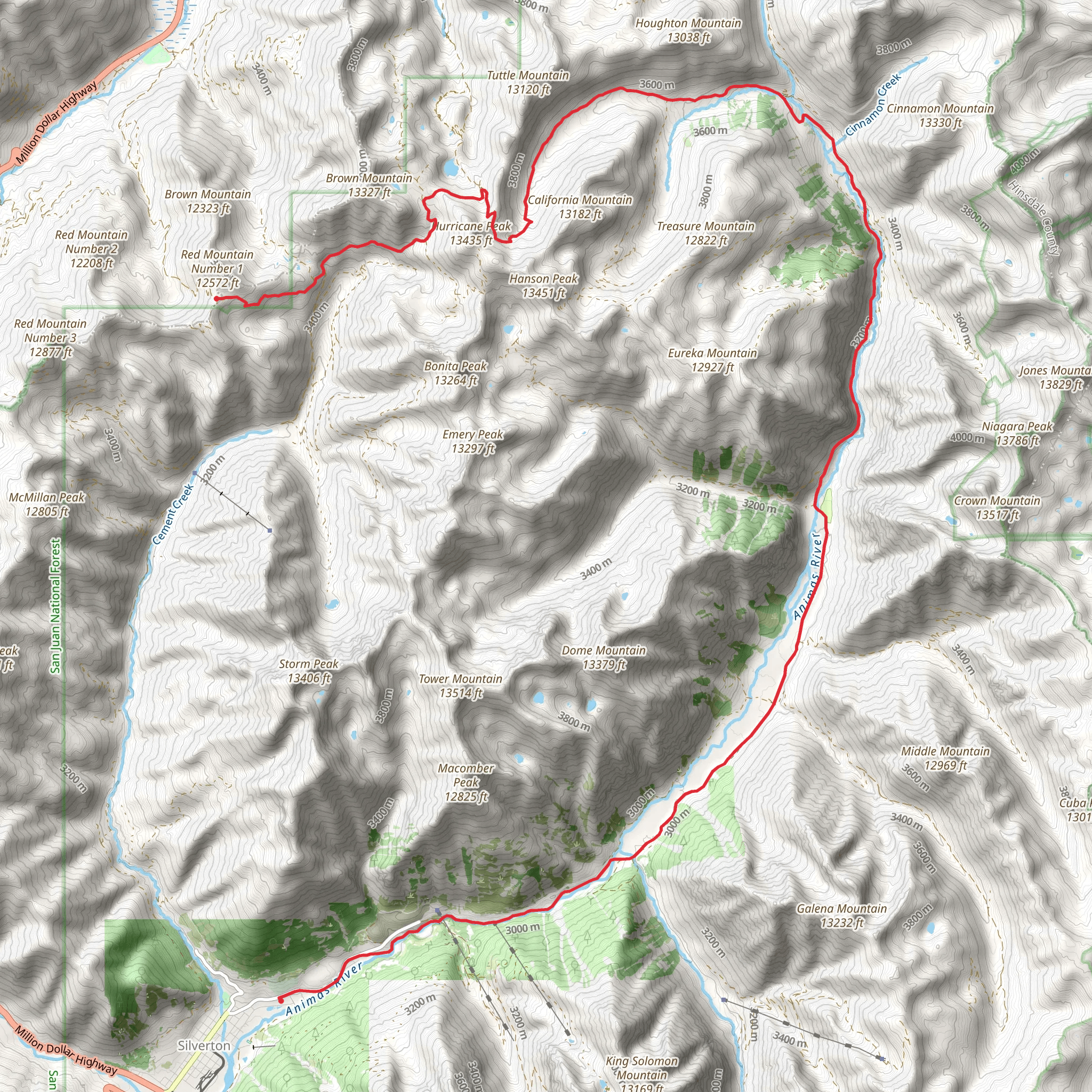 Walk along Animas River mobile static map
