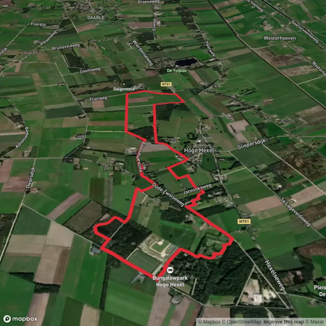 An image depicting the trail Wierden and Groote Esch Loop and its surrounding area.