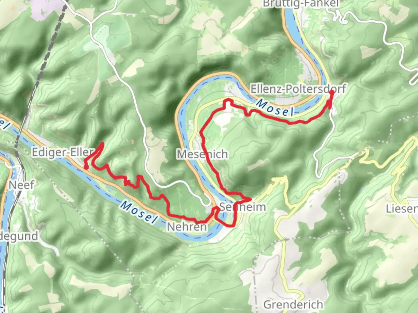 An image depicting the trail Ediger to Bellstein Walk via Mosel and its surrounding area.