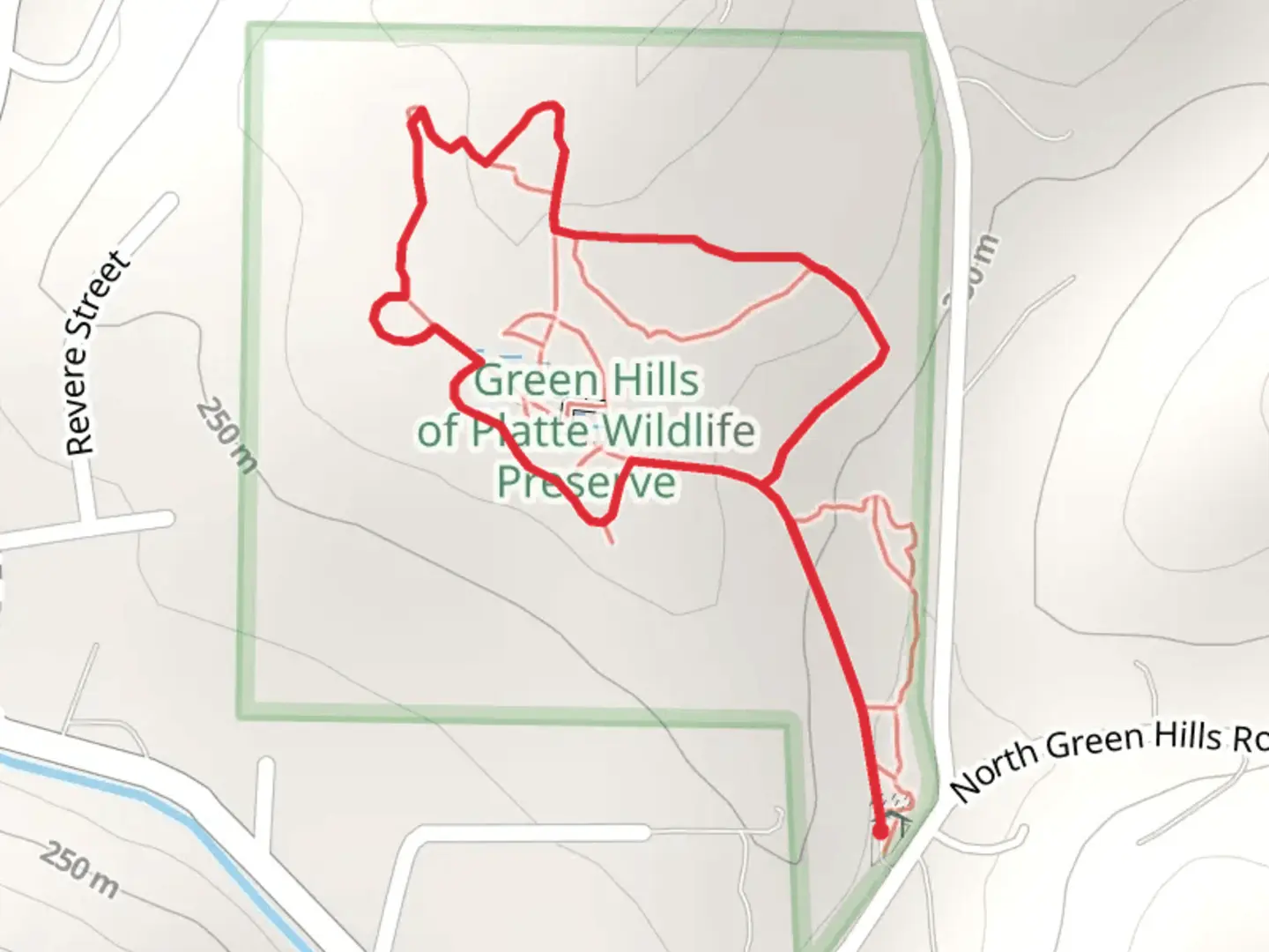 An image depicting the trail North Green Hills Road Loop and its surrounding area.