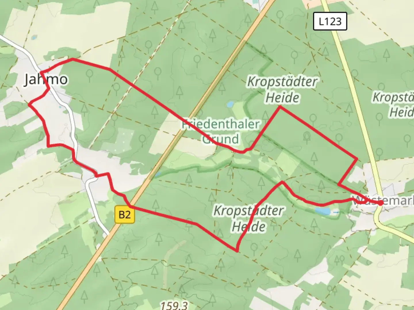An image depicting the trail Rundweg Friedenthaler Grund and its surrounding area.