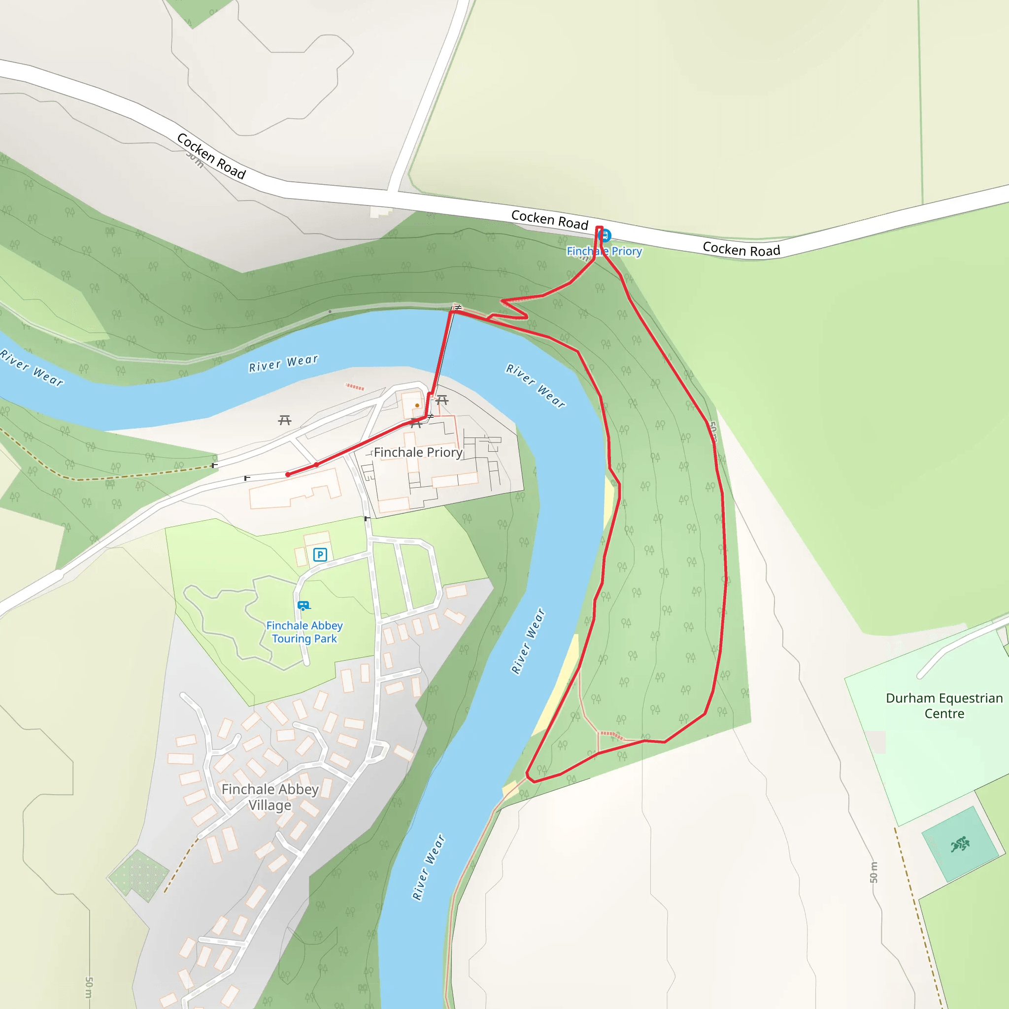 Finchale Abbey Walk mobile static map