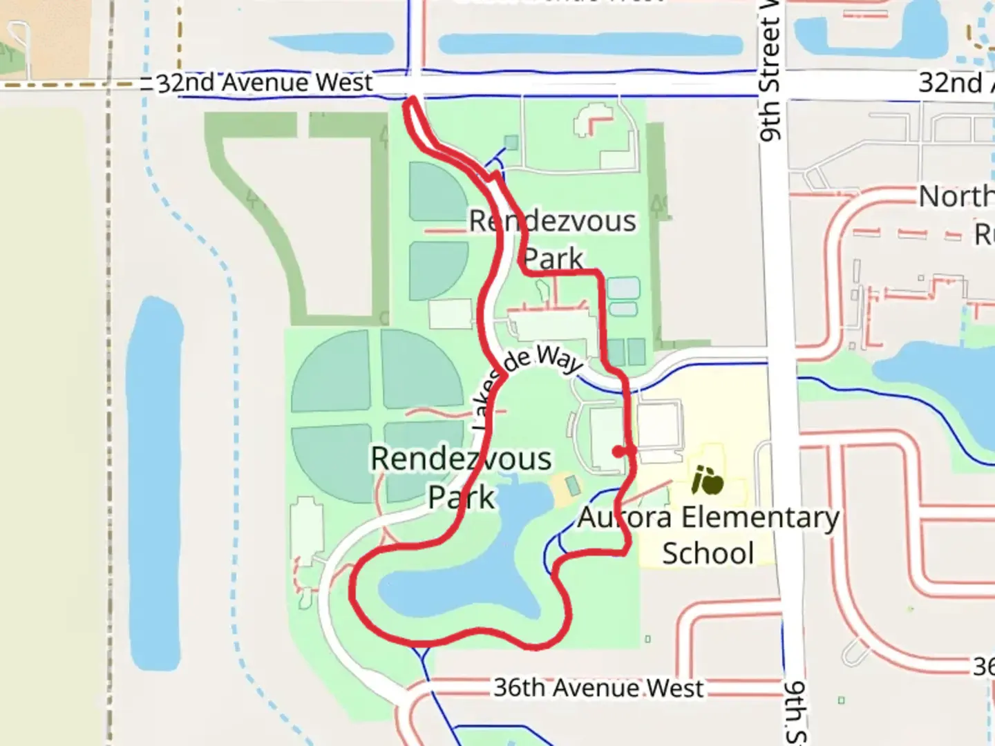 An image depicting the trail Rendezvous Park Loop and its surrounding area.