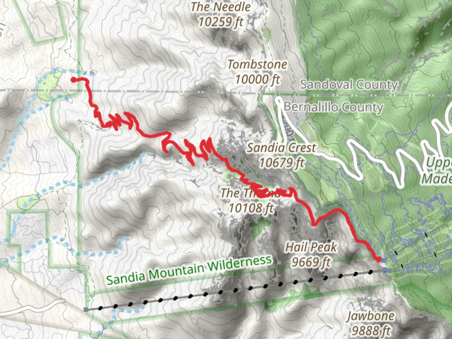 An image depicting the trail La Luz Trail and its surrounding area.