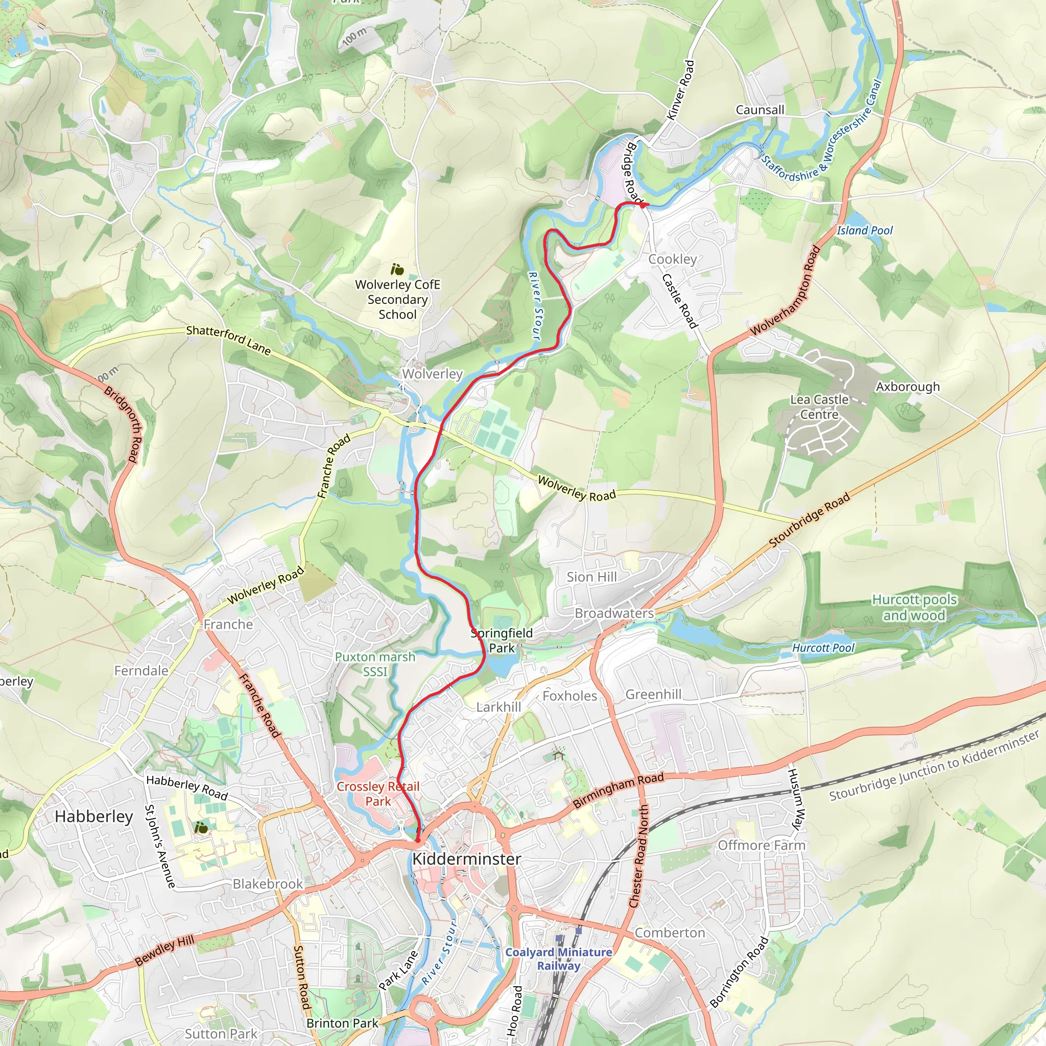 Staffordshire and Worcestershire Canal Walk - Cookley mobile static map