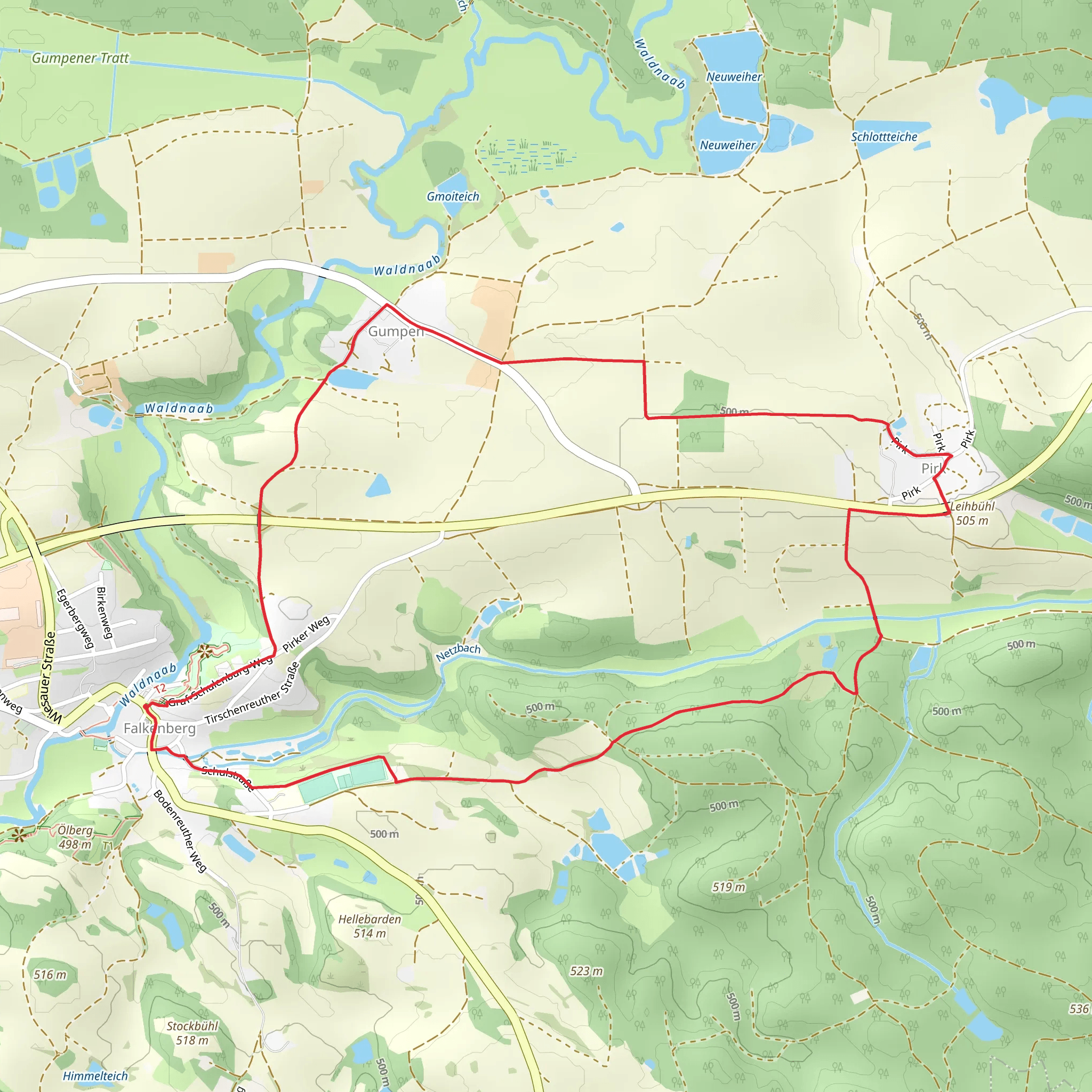 Main Mies Weg and Falkenberg-Mitterteich mobile static map