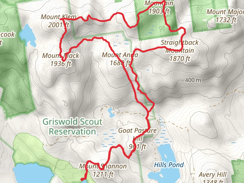 Mount Shannon, Goat Pasture Hill and Mount Rand Loop via Belknap Range Trail