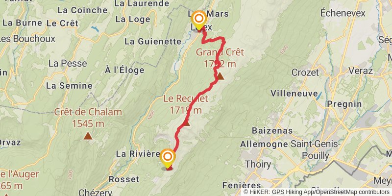 GR 509 - GTJ la Grande Traversée du Jura stage 19 Map
