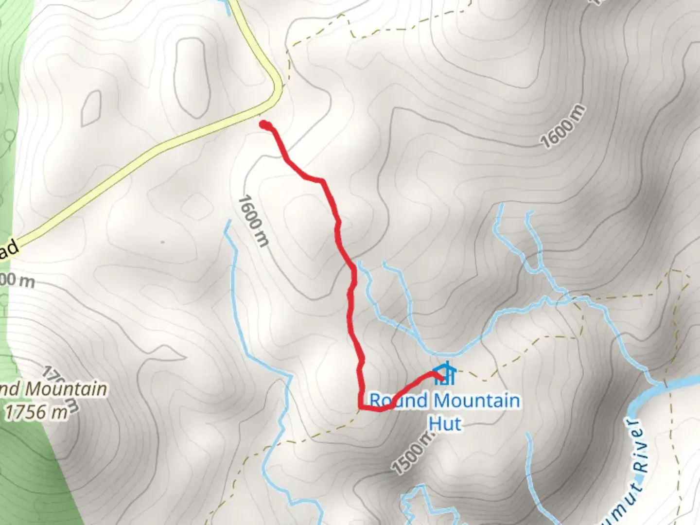 An image depicting the trail Round Mountain Hut Track and its surrounding area.