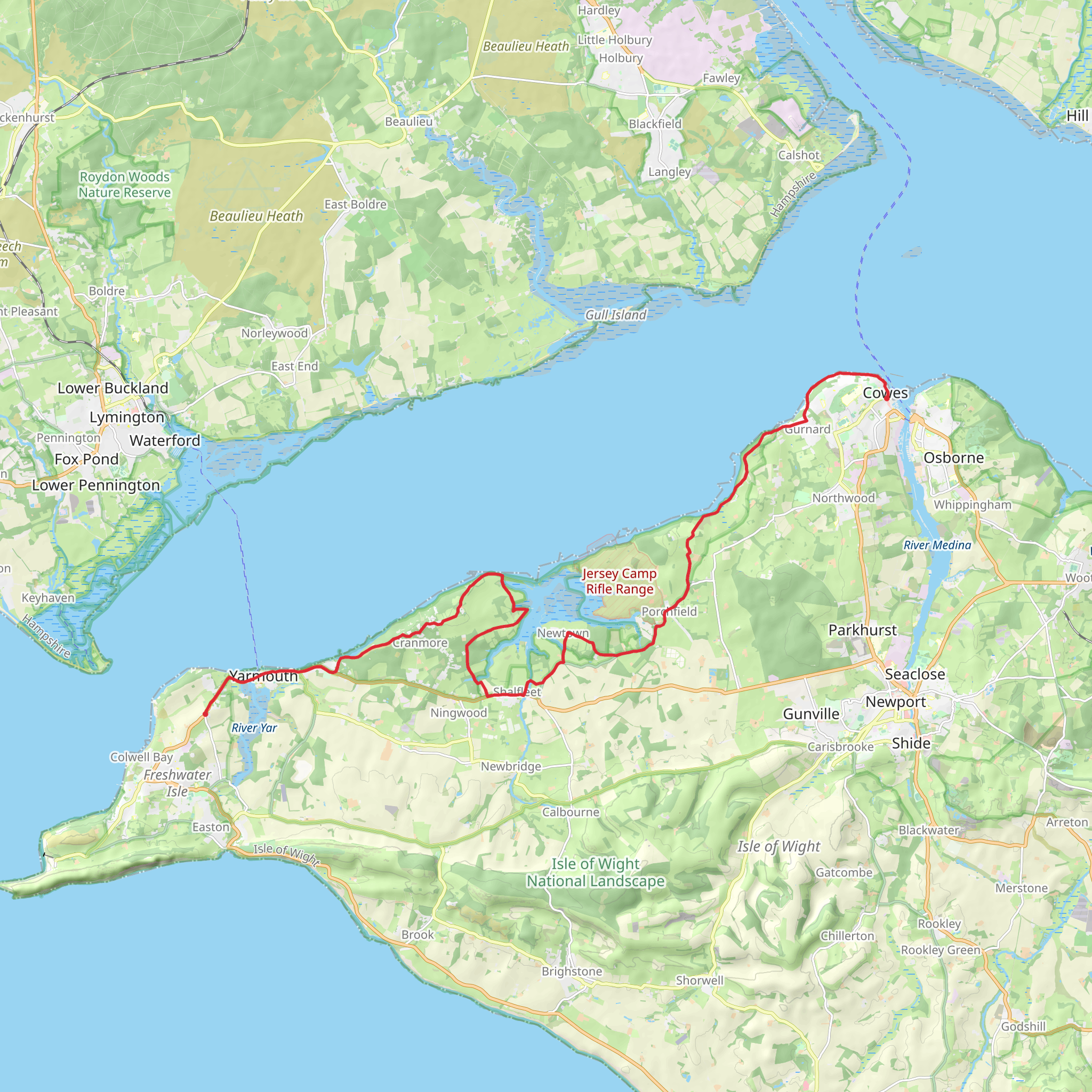 Norton to Cowes Walk mobile static map