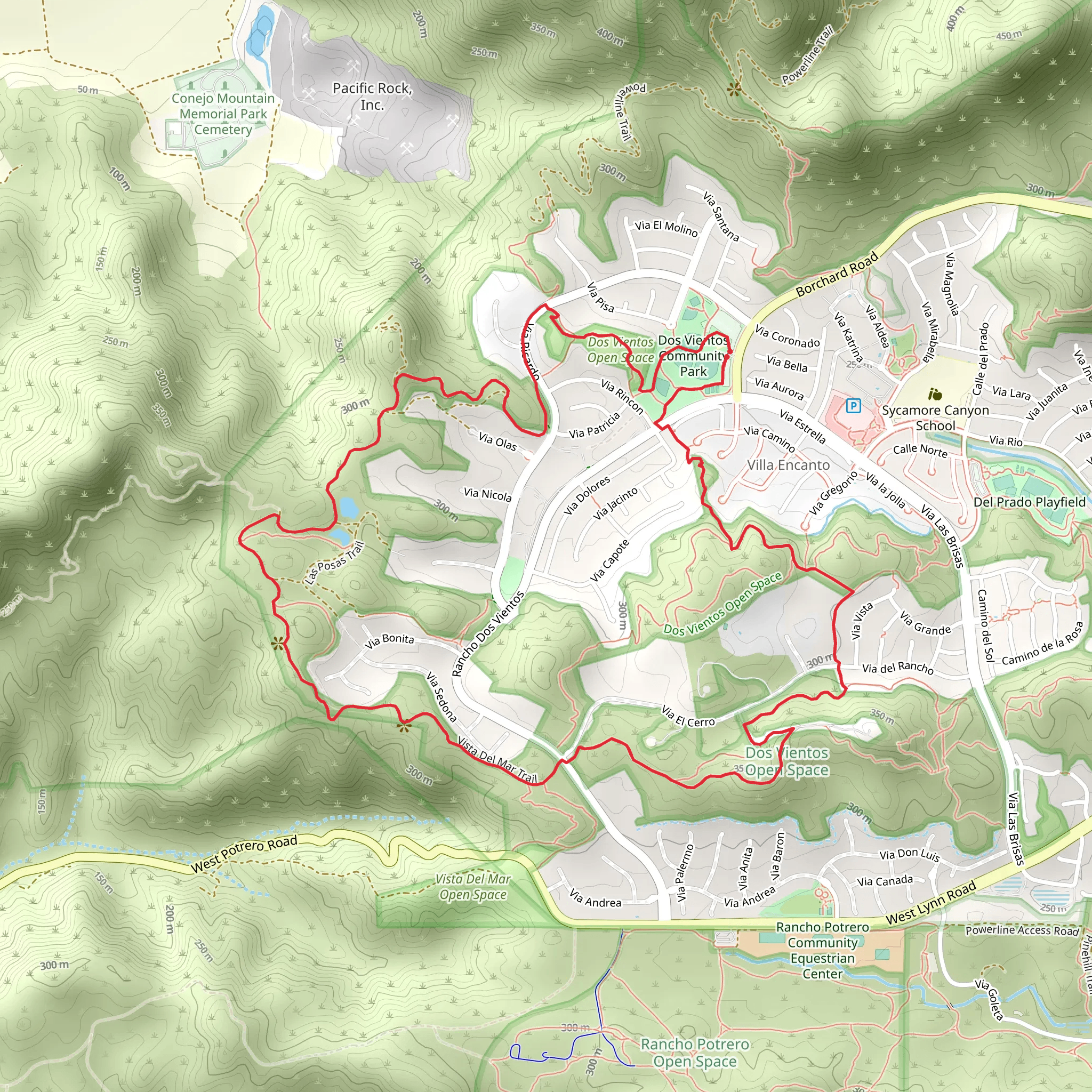 Park View Trail and Vista Del Mar Trail Loop mobile static map