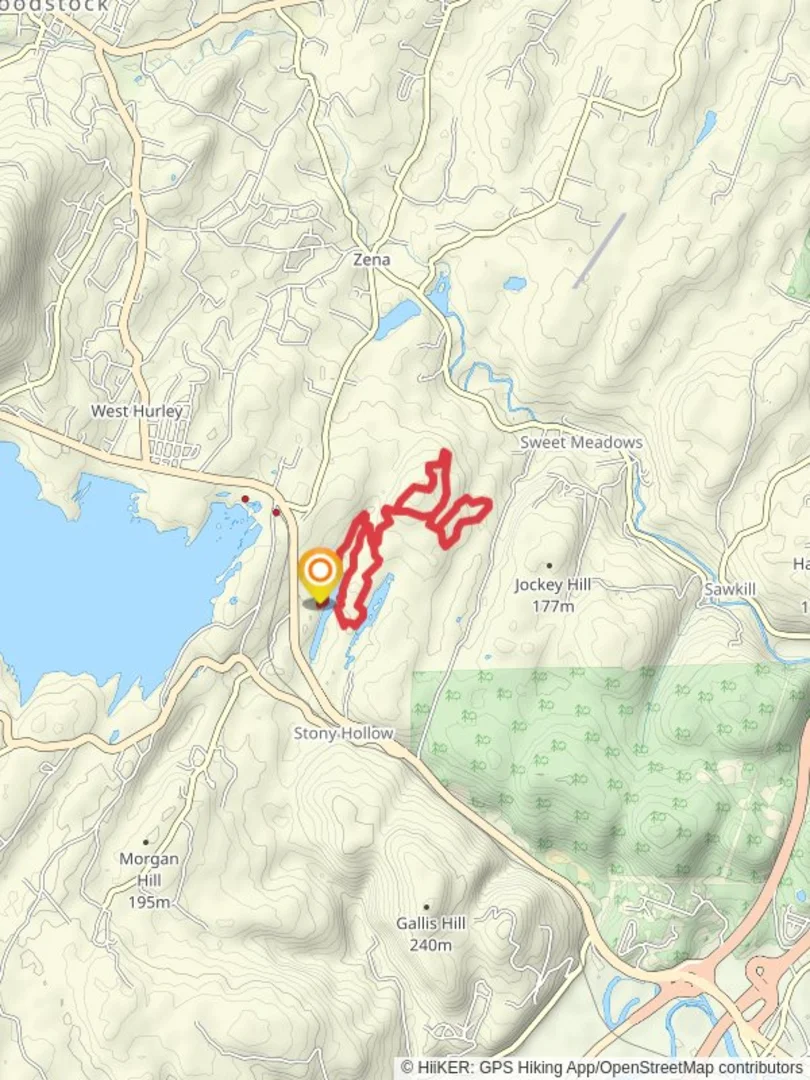 An image depicting the trail Onteora Lake Loop Trail and its surrounding area.