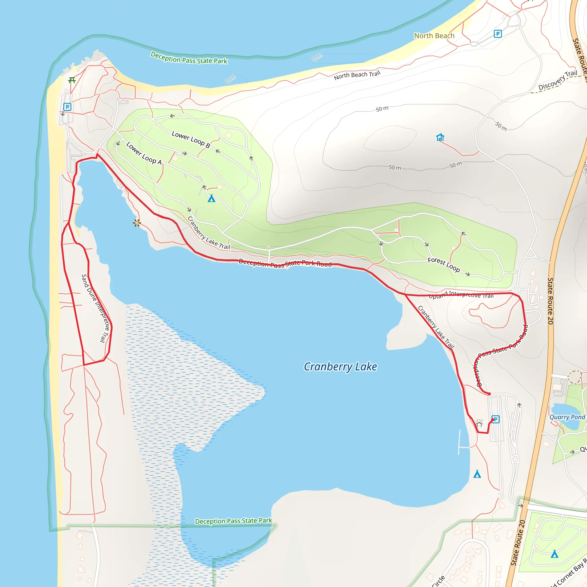 Cranberry Lake Trail and Sand Dune Interpretive Trail mobile static map