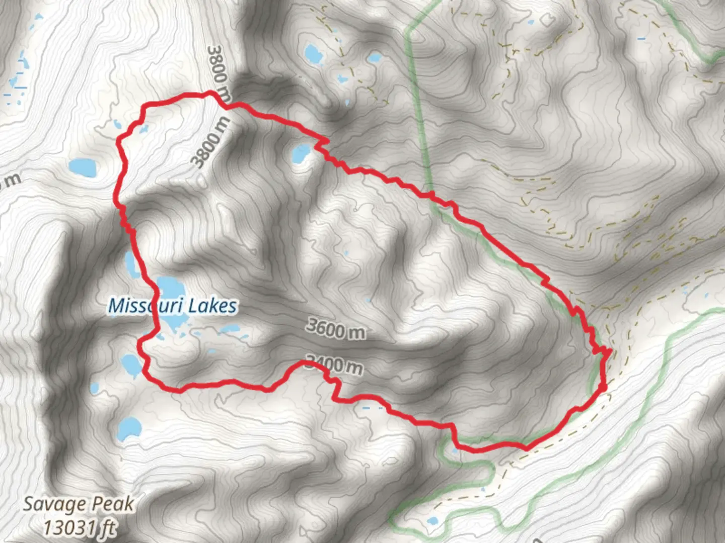 An image depicting the trail Fancy Lakes and Missouri Lakes Loop Trail and its surrounding area.