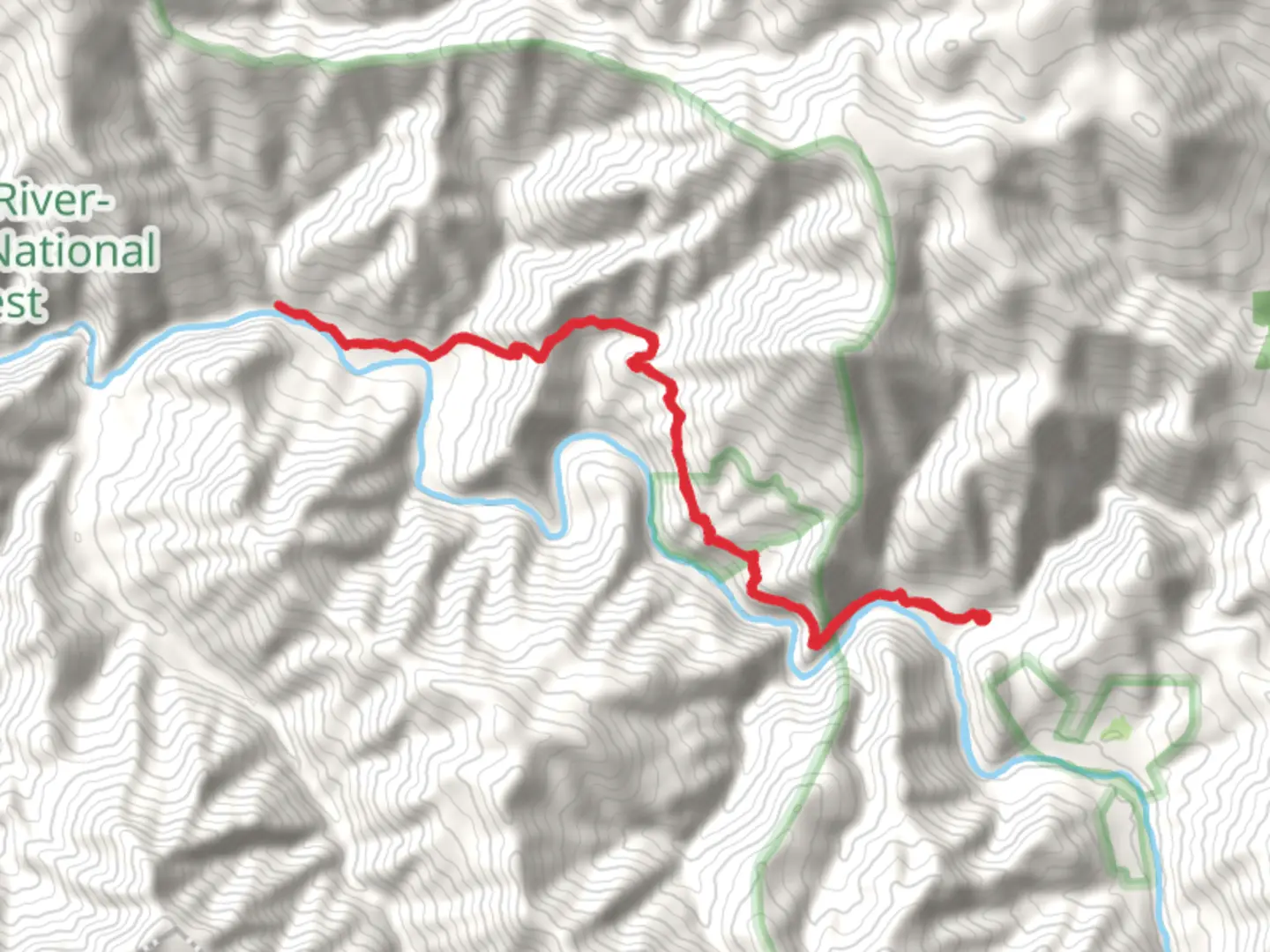 An image depicting the trail Pine Flay Way via Illinois River Trail and its surrounding area.