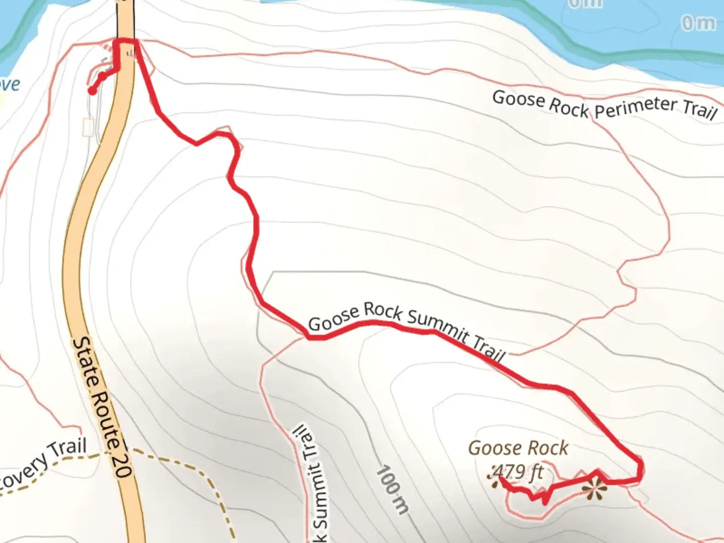 An image depicting the trail Goose Rock and its surrounding area.