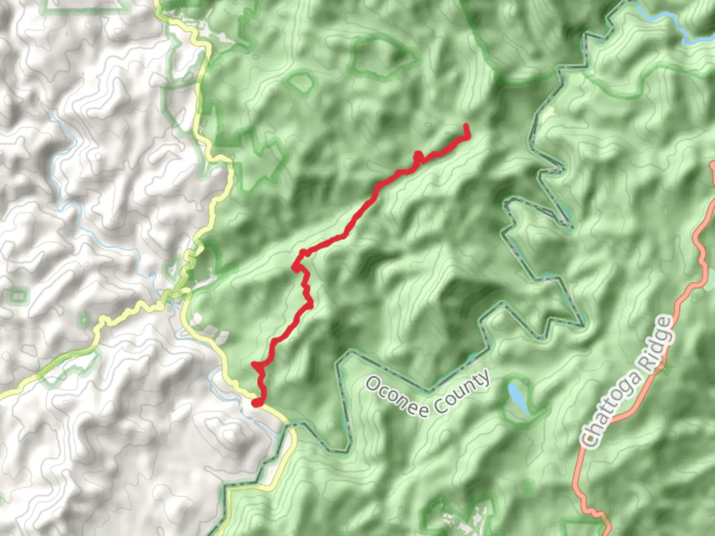 An image depicting the trail Burrells Ford Road and its surrounding area.