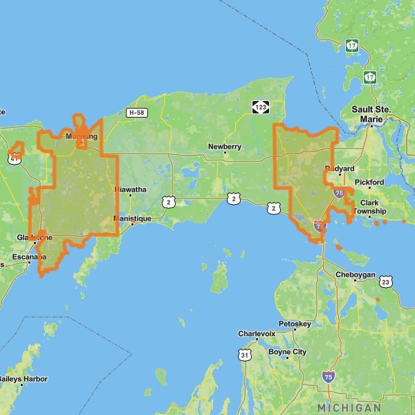Hiawatha National Forest mobile static map