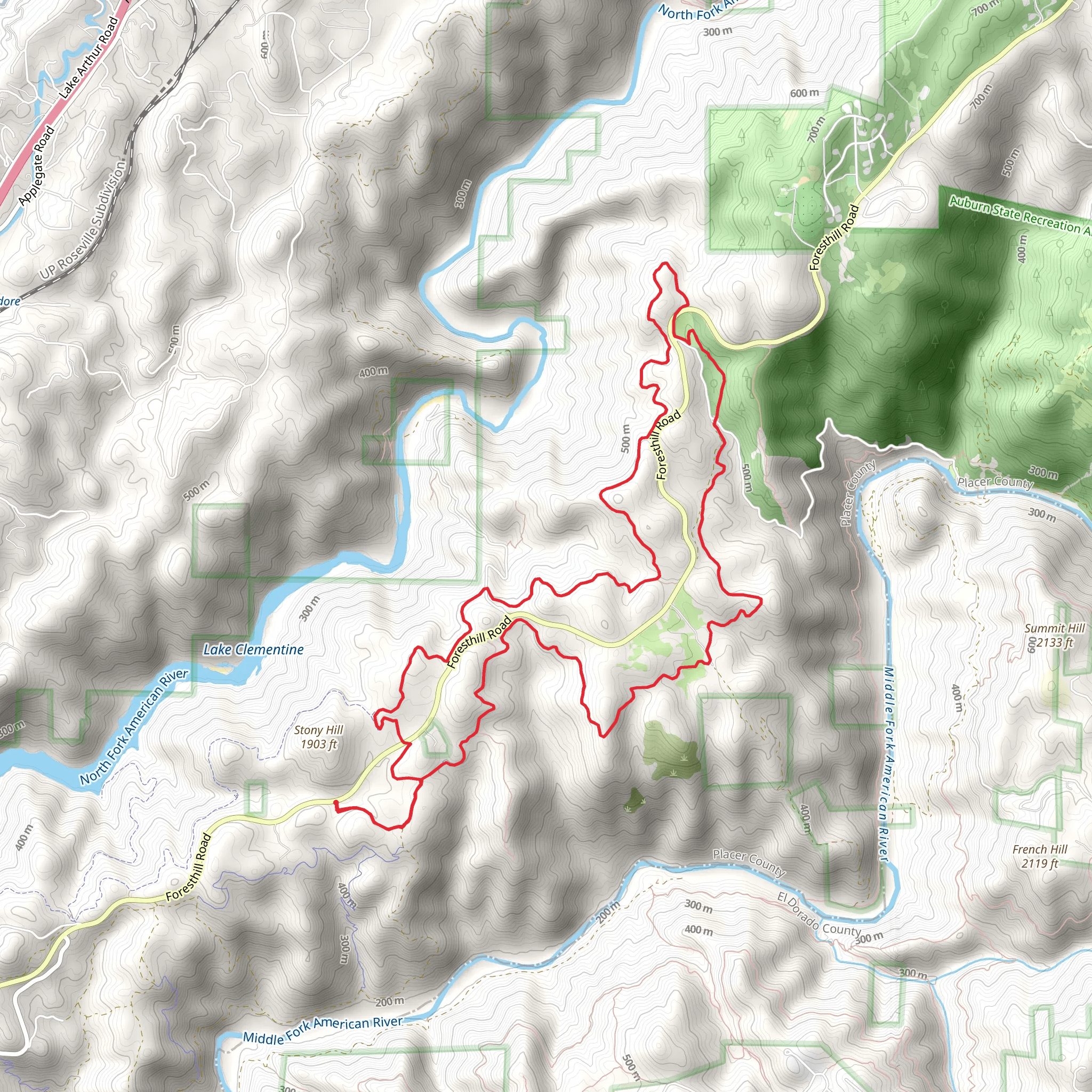 Foresthill Divide Loop mobile static map