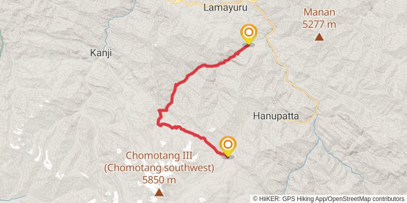 Lamayuru to Padum Trek alt 1 Map