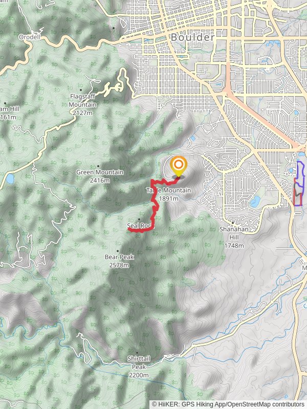 NCAR Trail, Mesa Trail and Fern Canyon Trail mobile static map