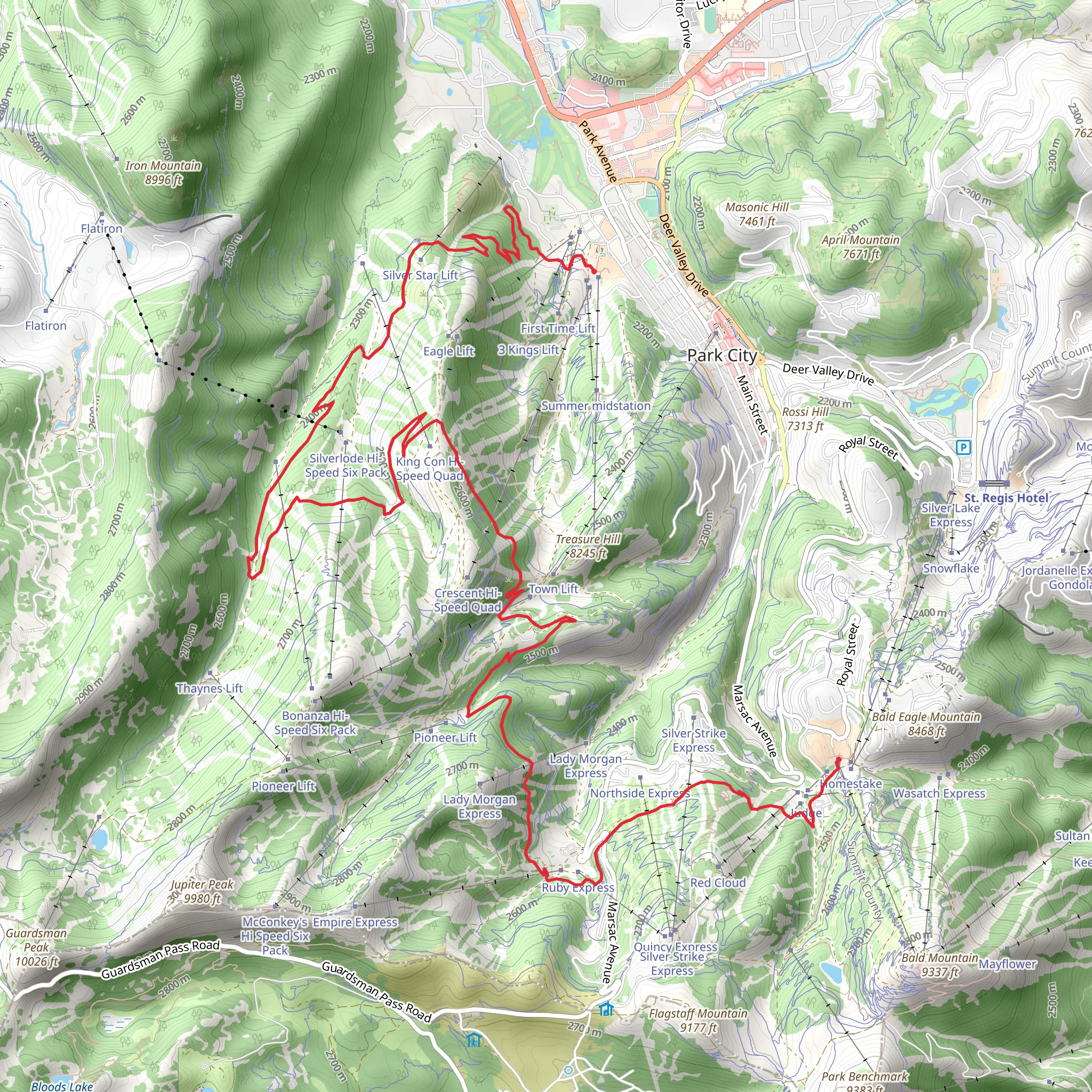 Mid Mountain Trail and Spiro Trail mobile static map