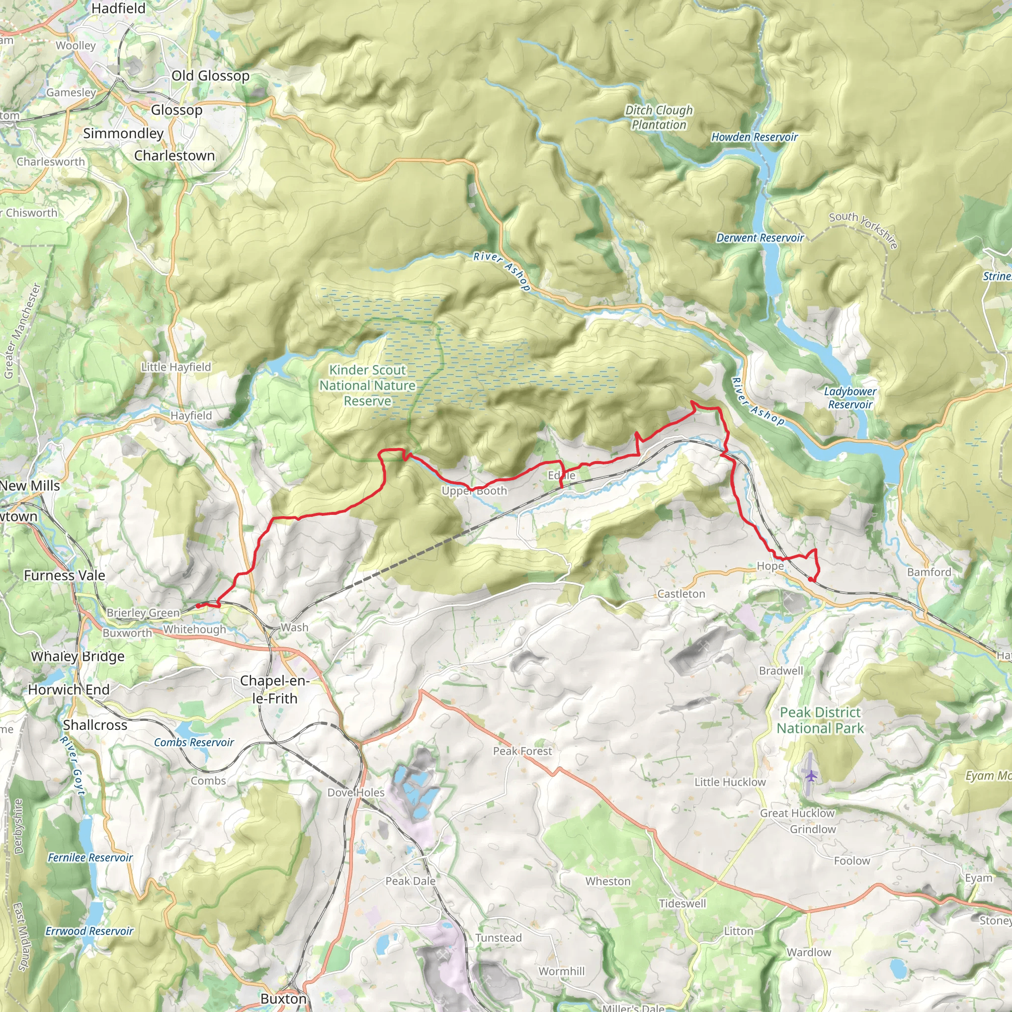 Steel Cotton Rail Trail - Hope to Chinley mobile static map