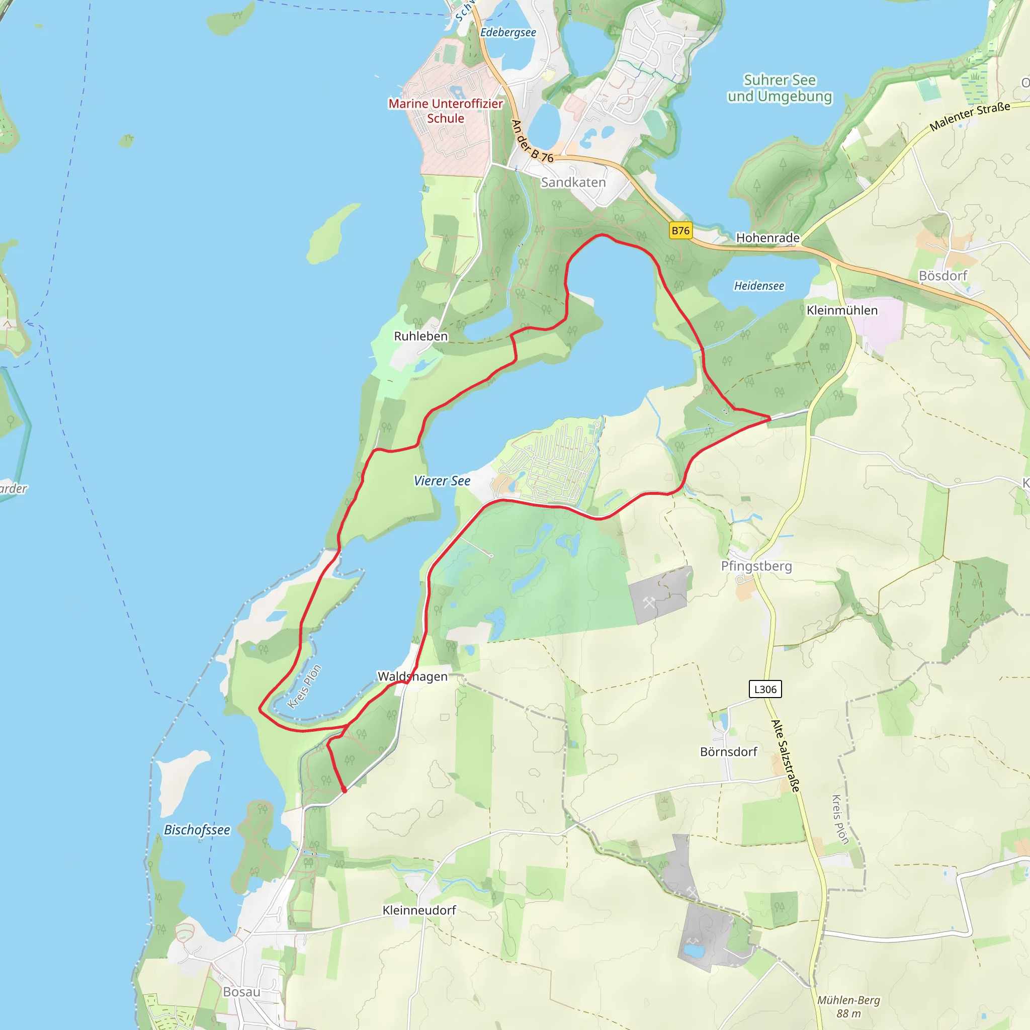 Vierer See Loop from Waldshagen mobile static map