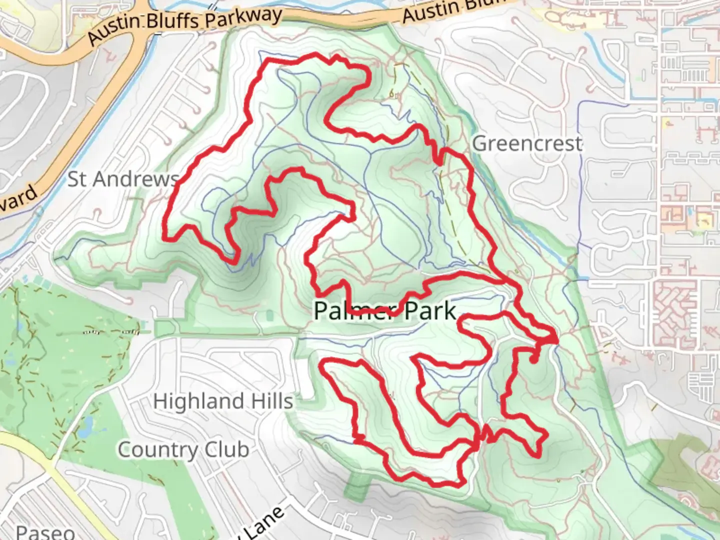 An image depicting the trail Dog Run Area - Palmer Park Loop and its surrounding area.