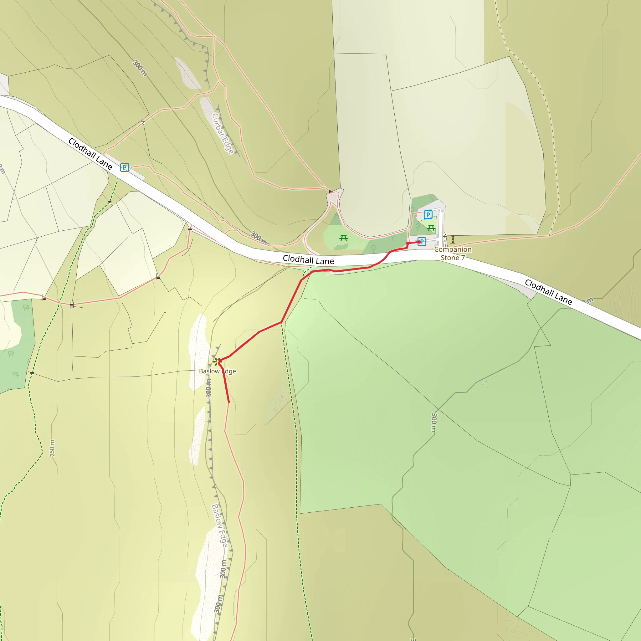 Curbar Gap and Baslow Edge Walk from Curbar mobile static map